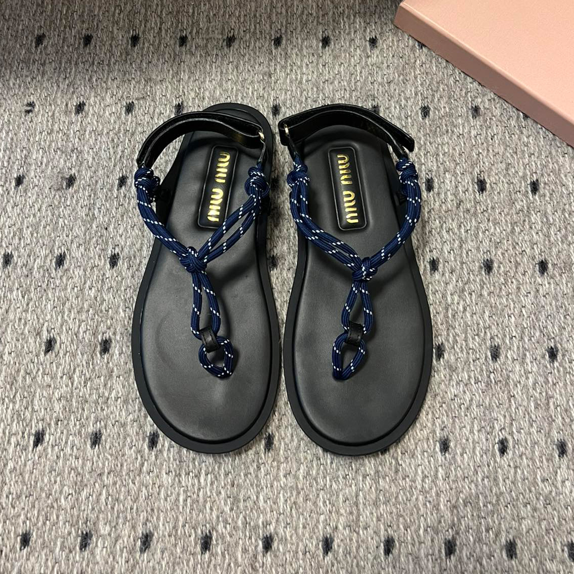 NIGO MiuMiu Women's Summer Fashion Casual Toe-exposed Strappy Leather Sandals Shoes #nigo78431