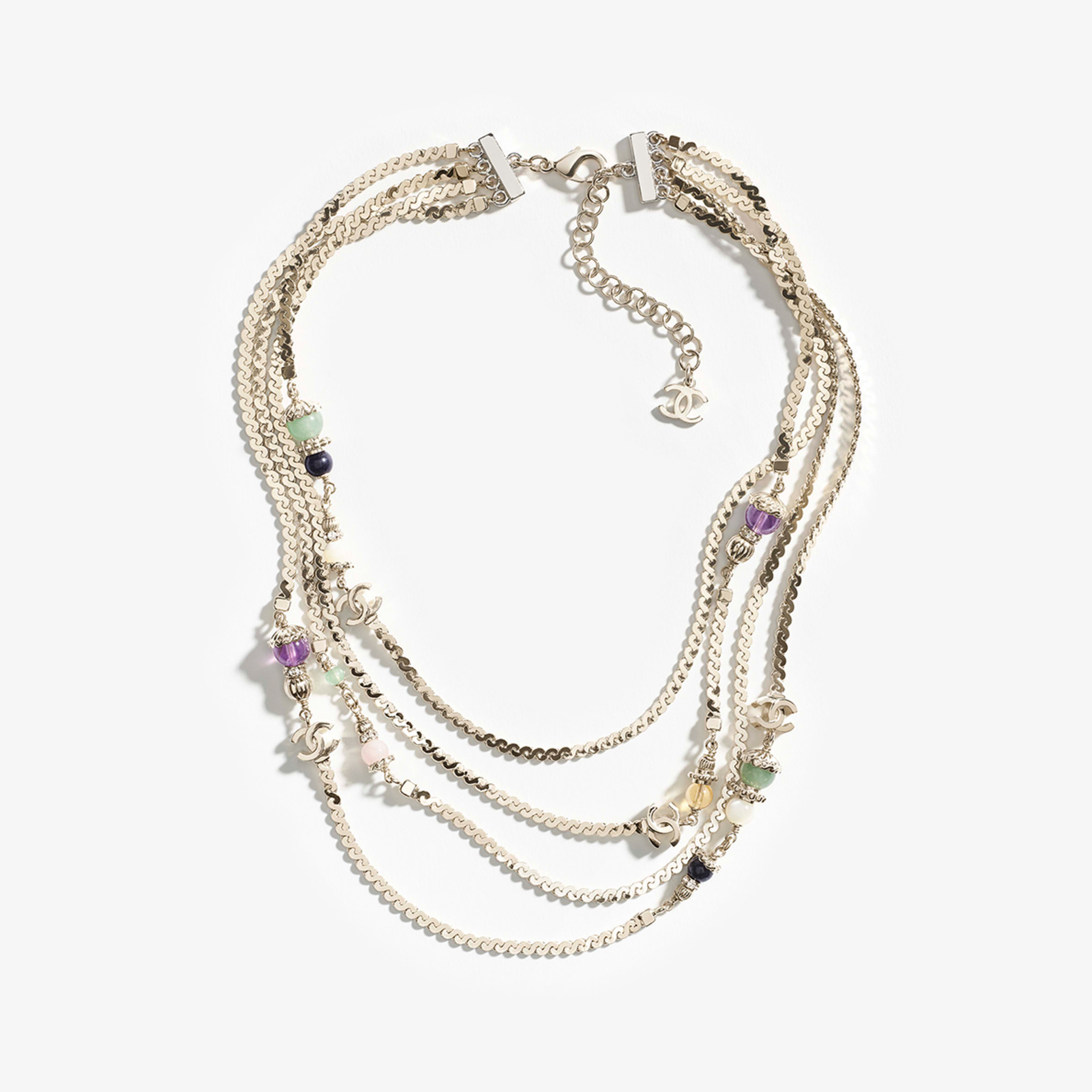 NIGO Chanel Women's Fashion Classic Double C Colorful Multi Color Crystal Multi Layer Necklace Sweater Chain Jewelry Accessories #nigo78419