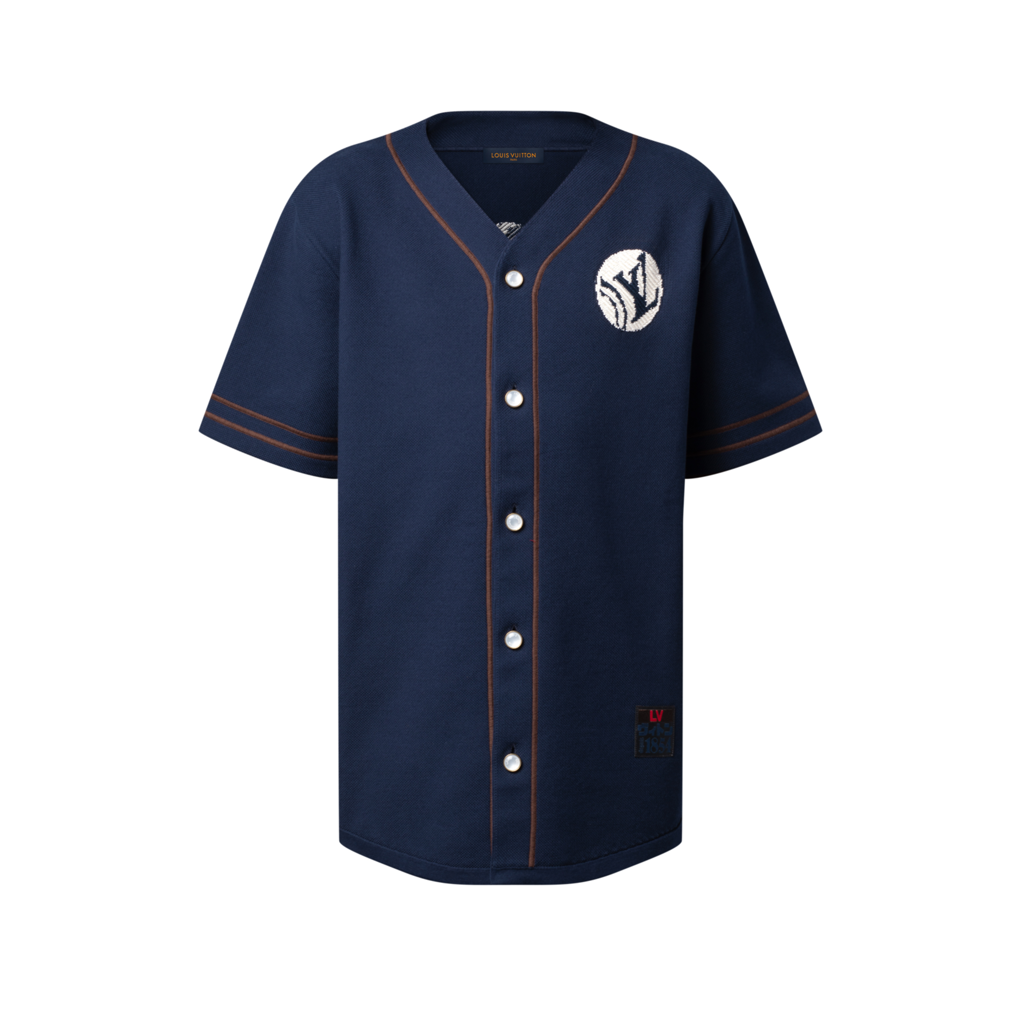 NIGO Louis Vuitton Men's Summer Fashion Casual Single Breasted Embroidered Pattern Short Sleeved Knitted Baseball Shirt #nigo78426