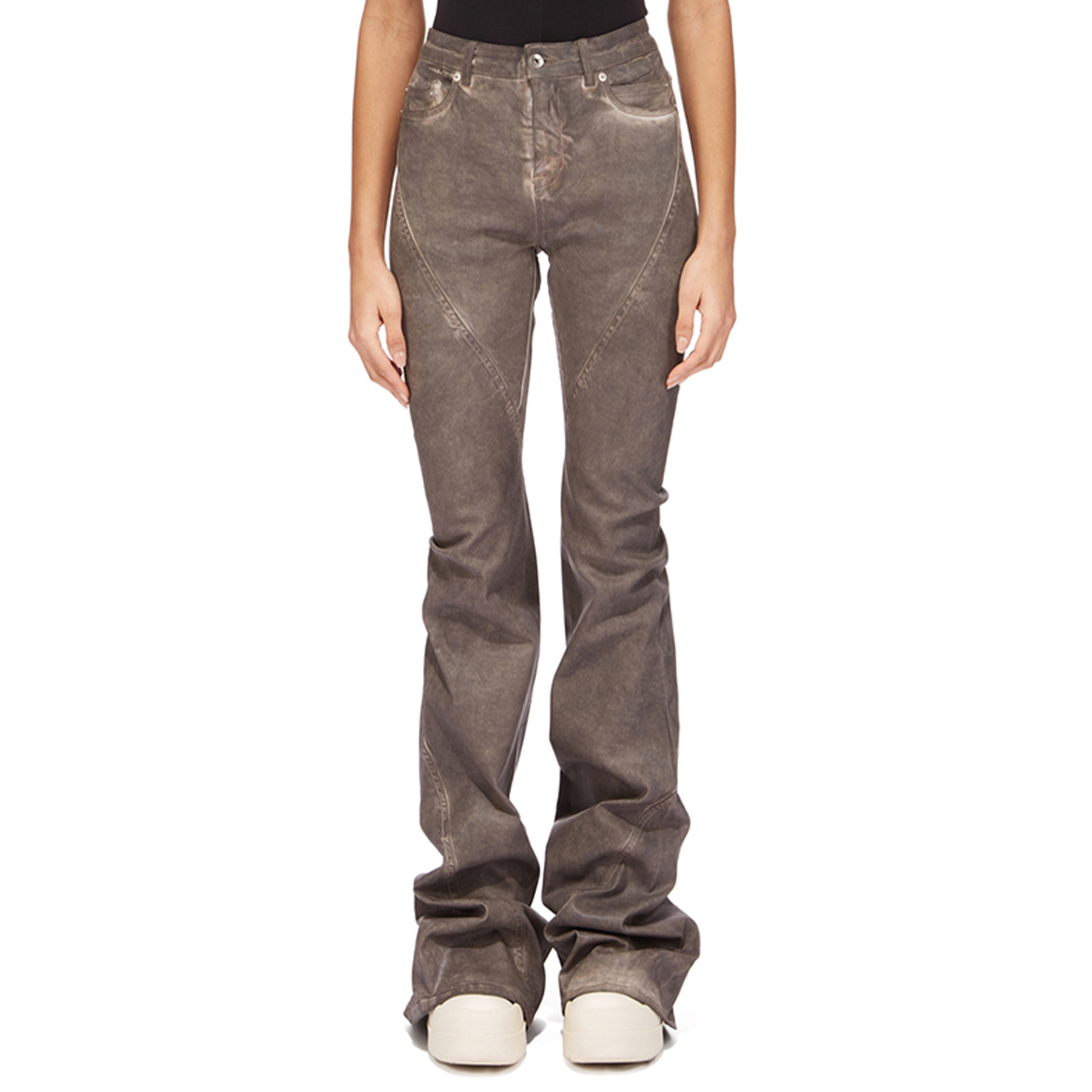 NIGO Rick Owens Men's Spring And Fall Do Old Desert Color Washed Flare Wide-leg Denim Pants Skinny Stacked Drag Ground Pleated Cat Whiskers Waste Soil Jeans Ngvp #nigo2415