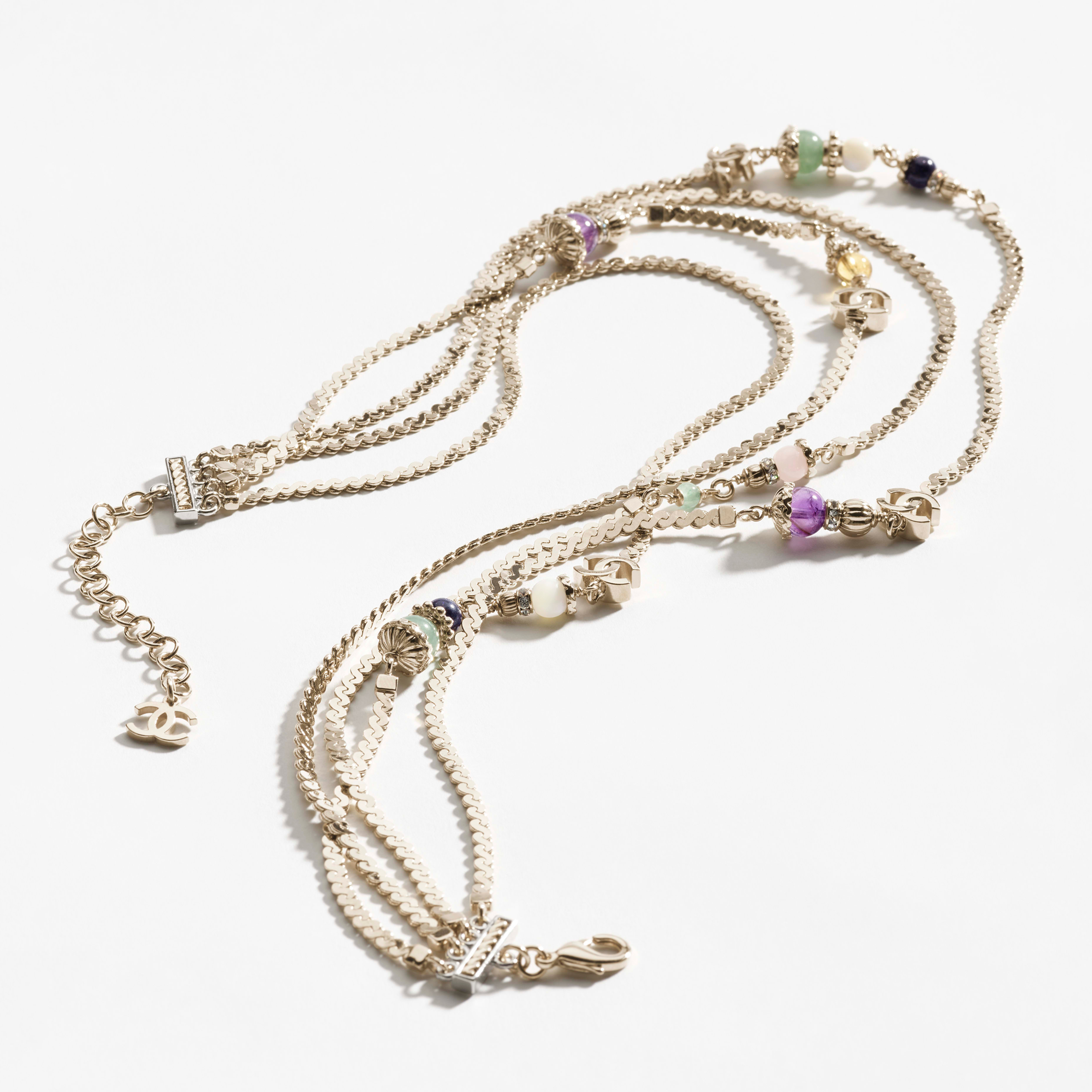 NIGO Chanel Women's Fashion Classic Double C Colorful Multi Color Crystal Multi Layer Necklace Sweater Chain Jewelry Accessories #nigo78419