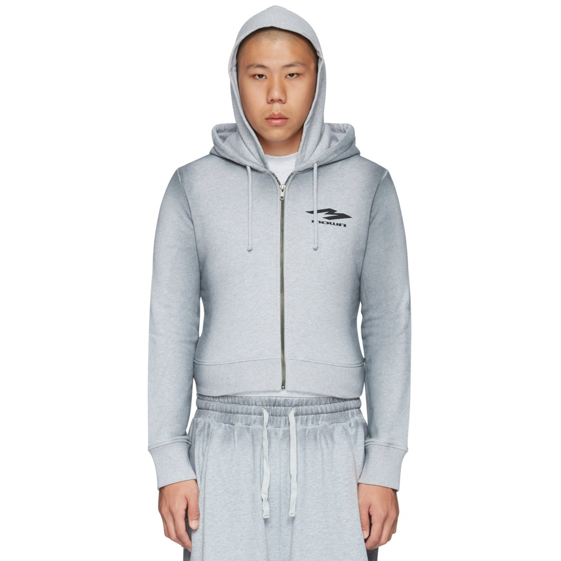 NIGO Mowalola Men's Fall And Winter Gray Dirty White Do Old Double-layer Hooded Zipper Short Sweater High Street Casual Trend Jacket Ngvp #nigo2413