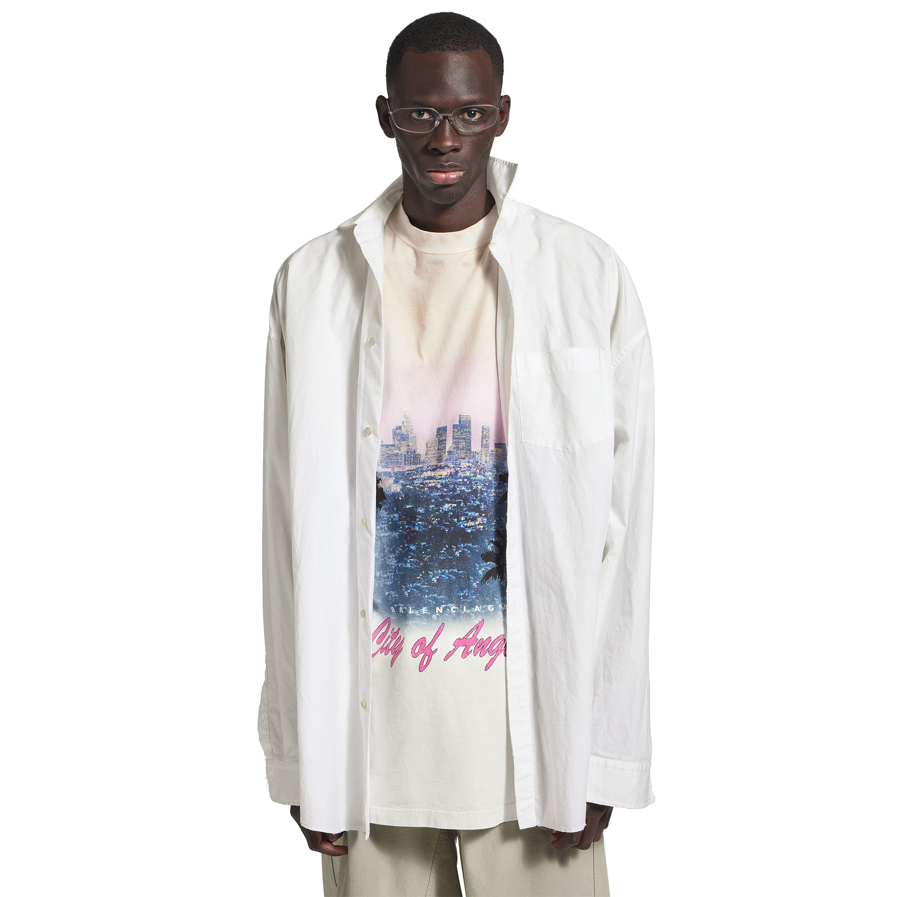 NIGO Balenciaga Men's Layered Shirt In White Spring And Fall High Street Trend Non-removable Two-piece Printed Graphic T-shirt Fashion Casual Shirt Ngvp #nigo2422