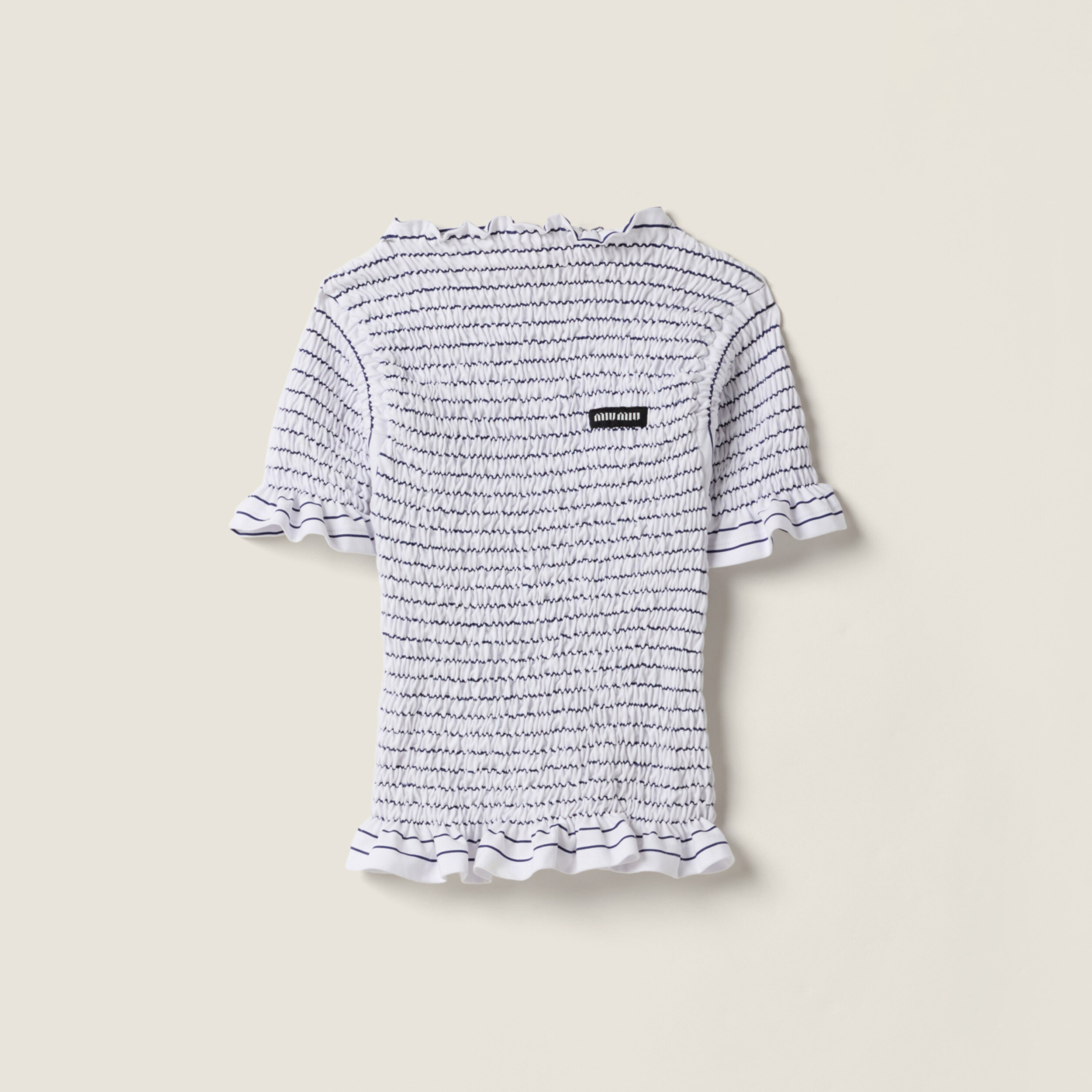 NIGO MiuMiu Women's Summer Fashion Casual Pleated Striped Solid Color Knitted Top T-Shirt #nigo78443