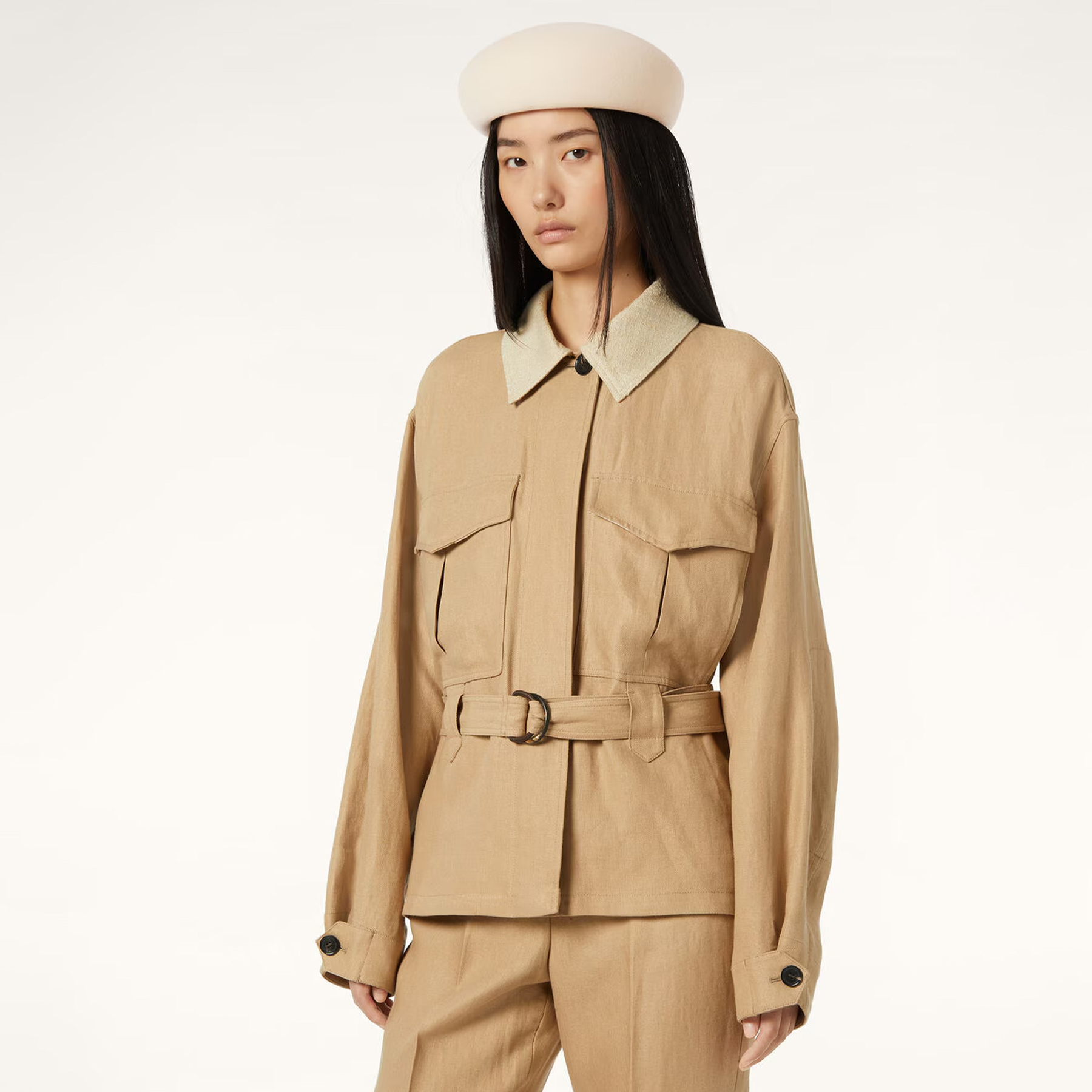 NIGO Loro Piana Dillon Women's Jacket Spring And Autumn Apricot Lapel Button Belt Jacket Fashion Elegant Casual Jacket Ngvp #nigo2419