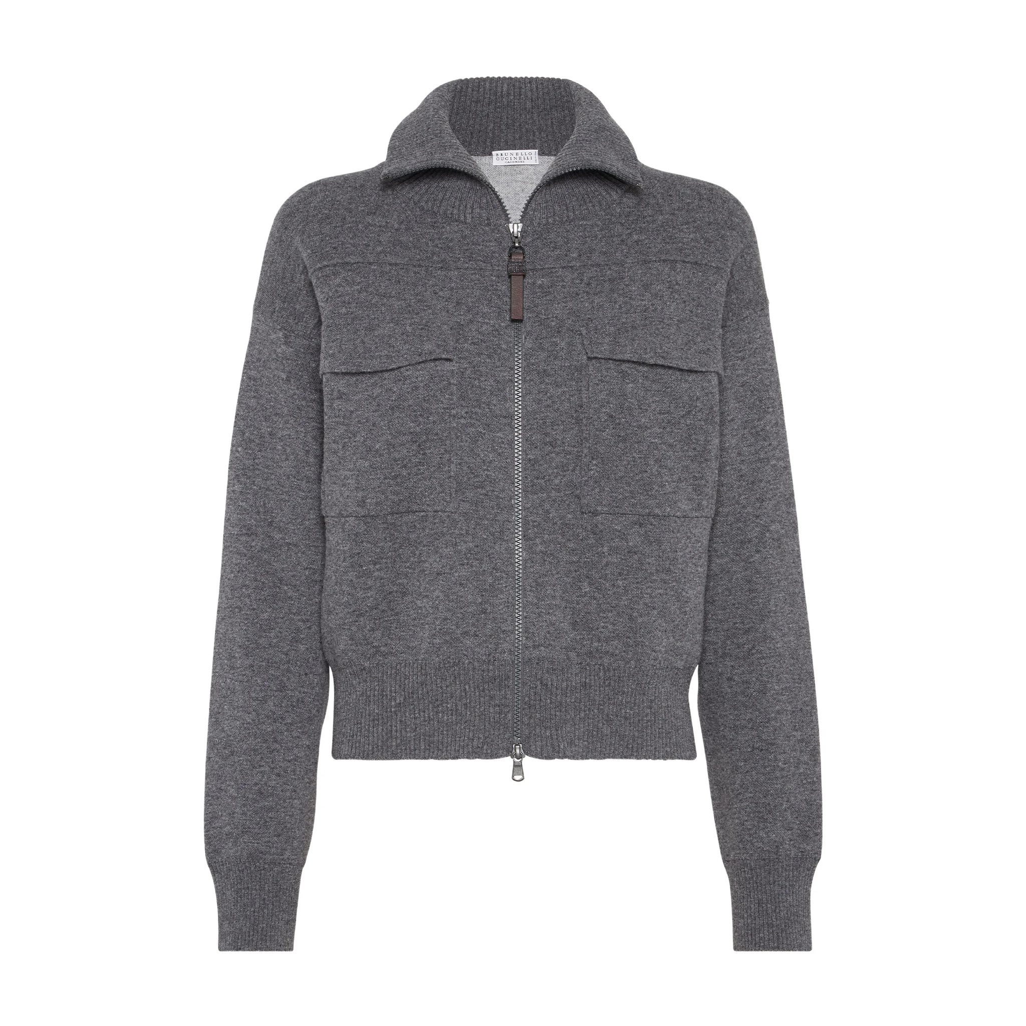 NIGO Brunello Cucinelli Women's Spring/Fall Cashmere High-Neck Zipper Coat Solid Color Long-Sleeve Double-Faced Knit Cardigan With Shiny Zipper Pull Ngvp #nigo2312