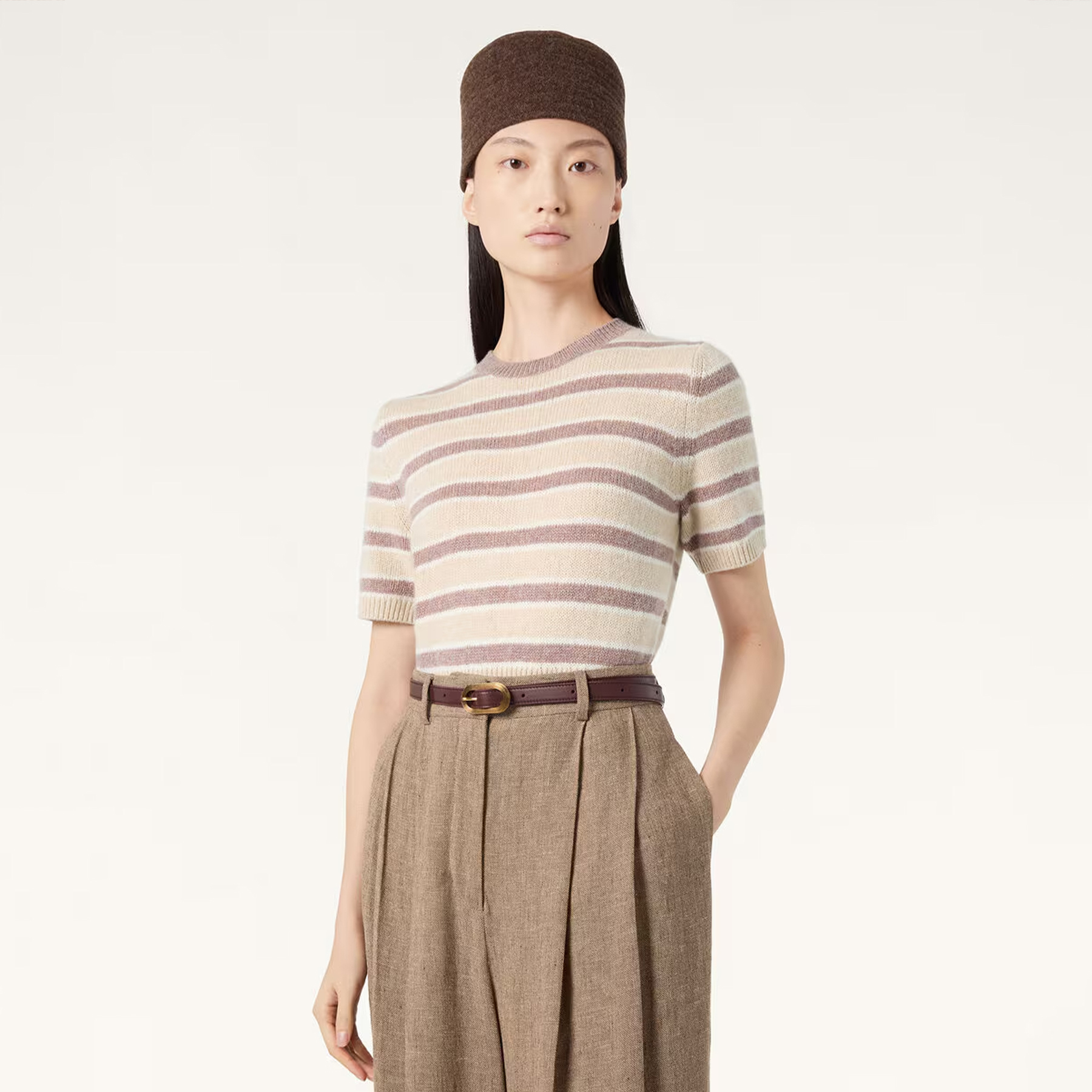 NIGO Loro Piana Fobello Women's Round Neck Top Knitted Striped Fashion Casual Elegant Pullover Knit Sweater T-shirt Top Ngvp #nigo2234