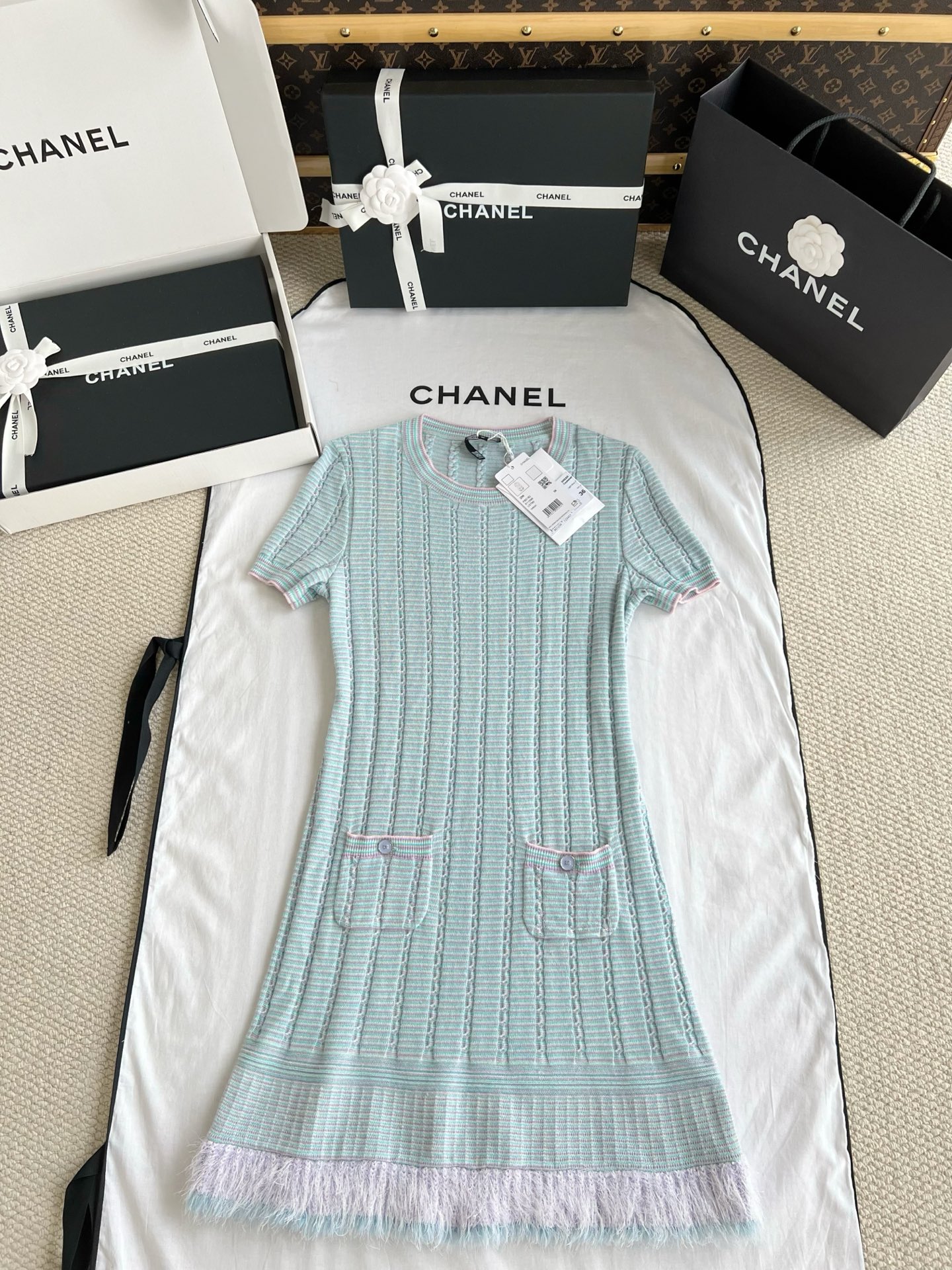 NIGO Chanel Women's Summer Fashion Casual Knit Crew Neck Short Sleeve Dress #nigo78462