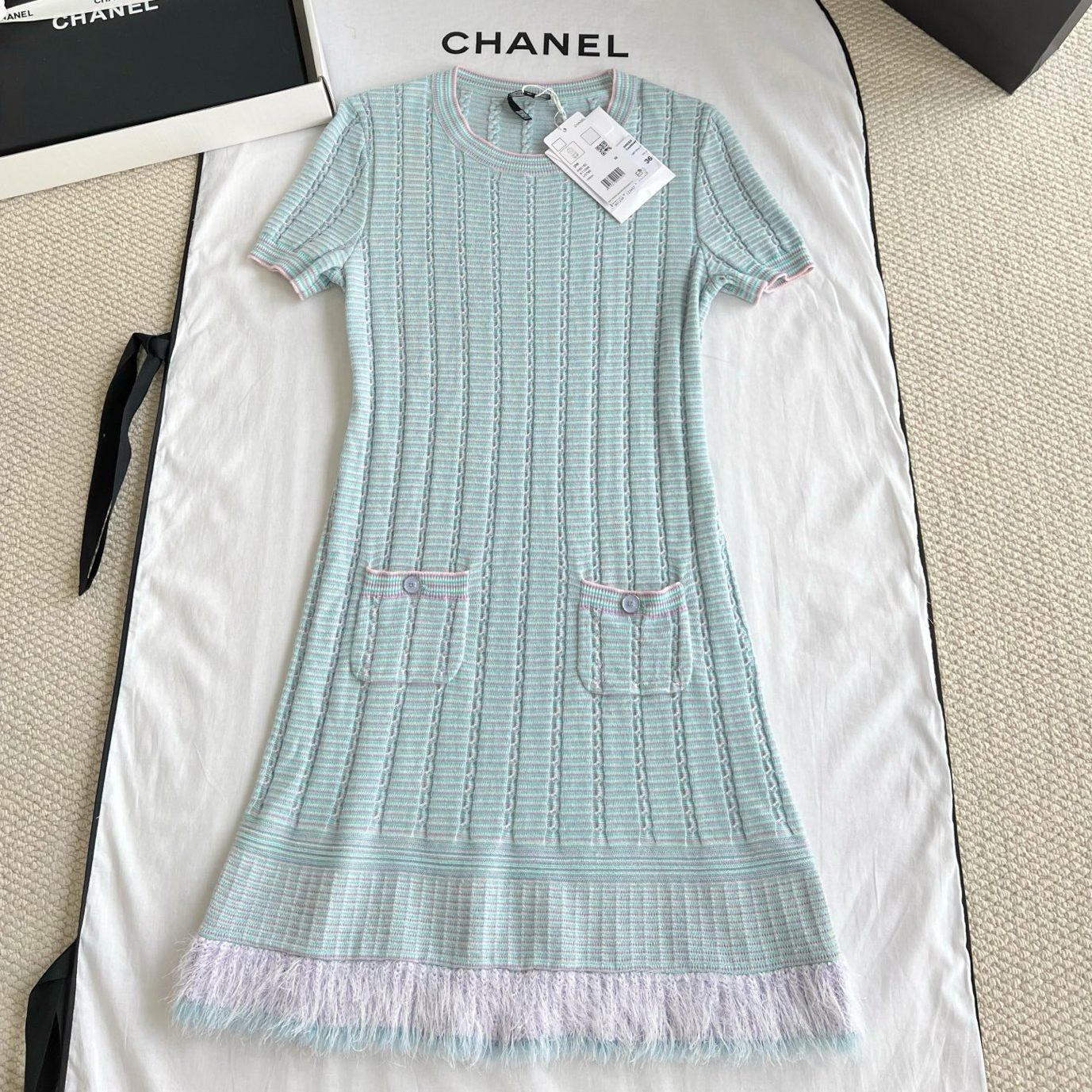 NIGO Chanel Women's Summer Fashion Casual Knit Crew Neck Short Sleeve Dress #nigo78462