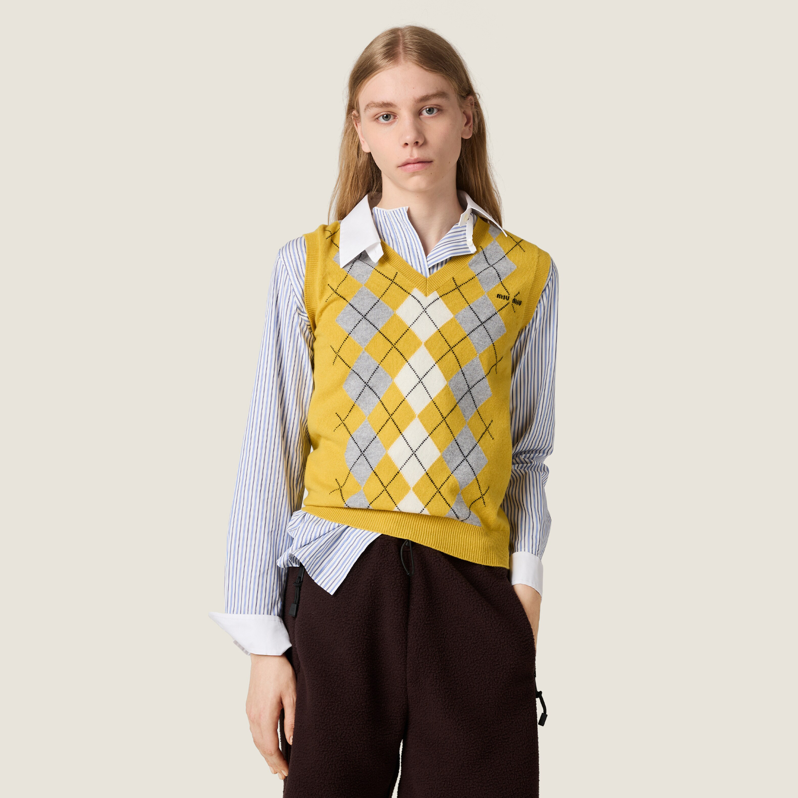 NIGO MiuMiu Women's Fall/winter Fashion Casual V-neck Letter Print Pullover Cashmere Vest #nigo78463