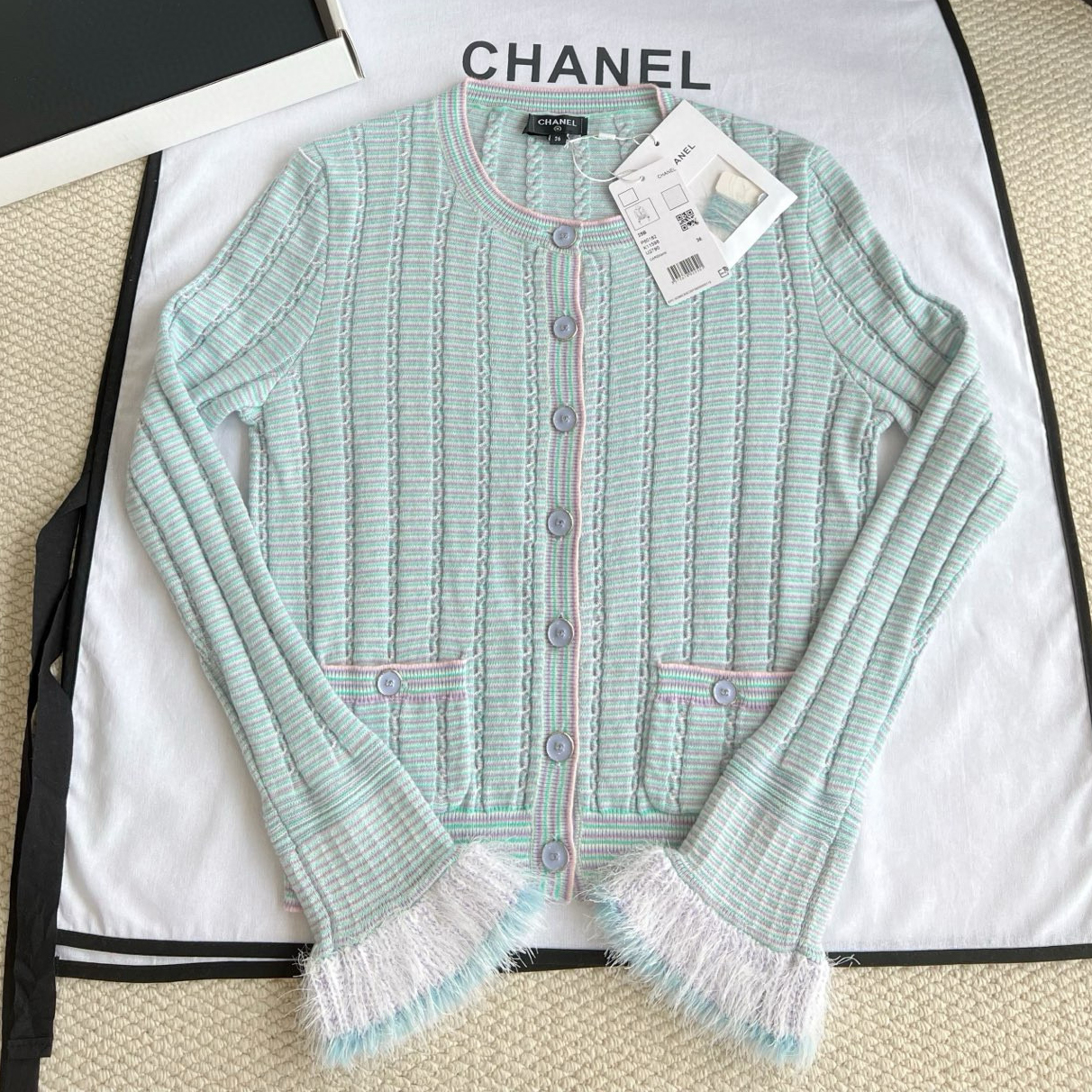 NIGO Chanel Women's Spring/fall Fashion Classic Crew Neck Single Button Long Sleeve Knit Top With Waist Defining Knit Skirt Suit Set #nigo78461