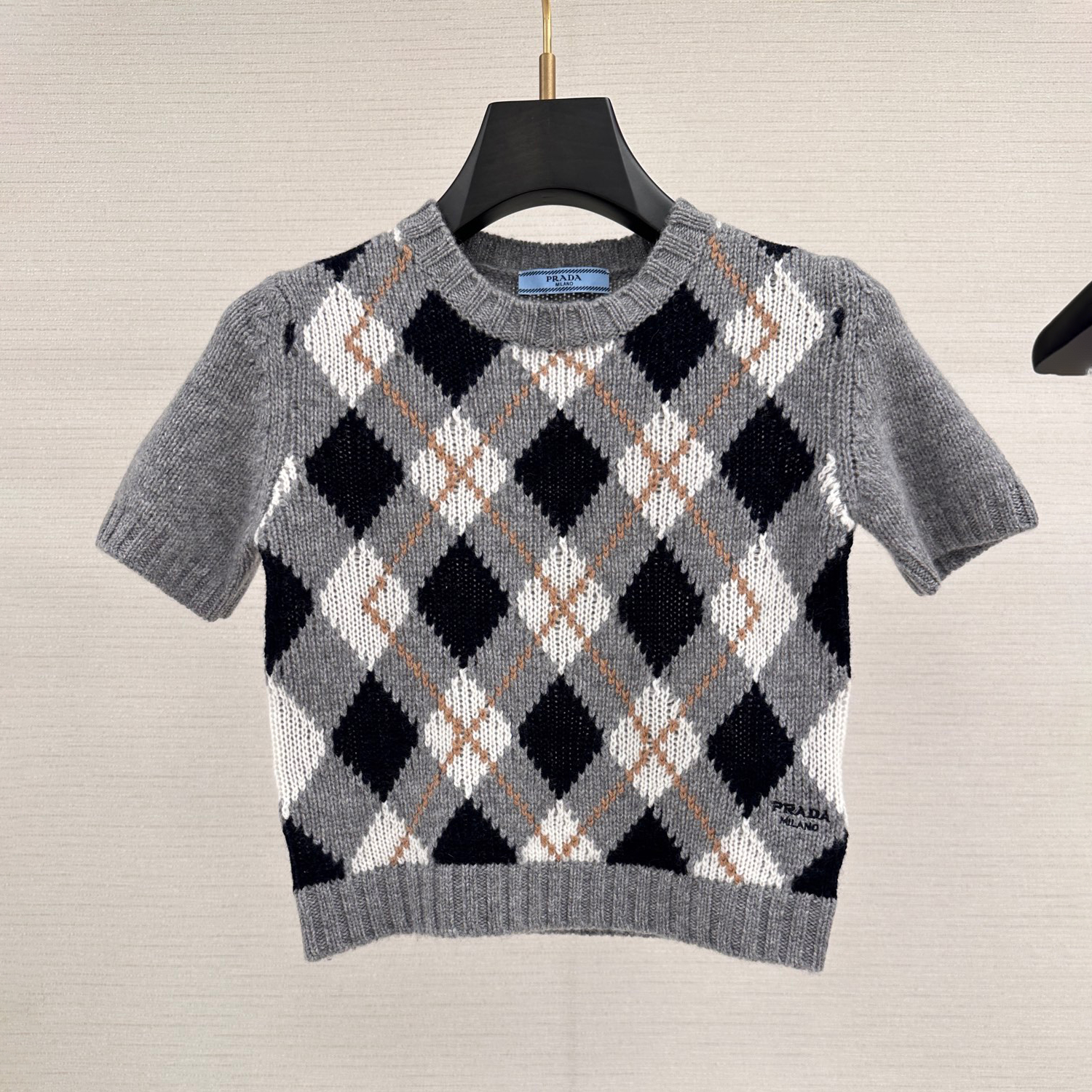 NIGO Prada Women's Summer Fashion Casual Crew Neck Short Sleeve Cashmere Diamond Pattern T-shirt #nigo78468