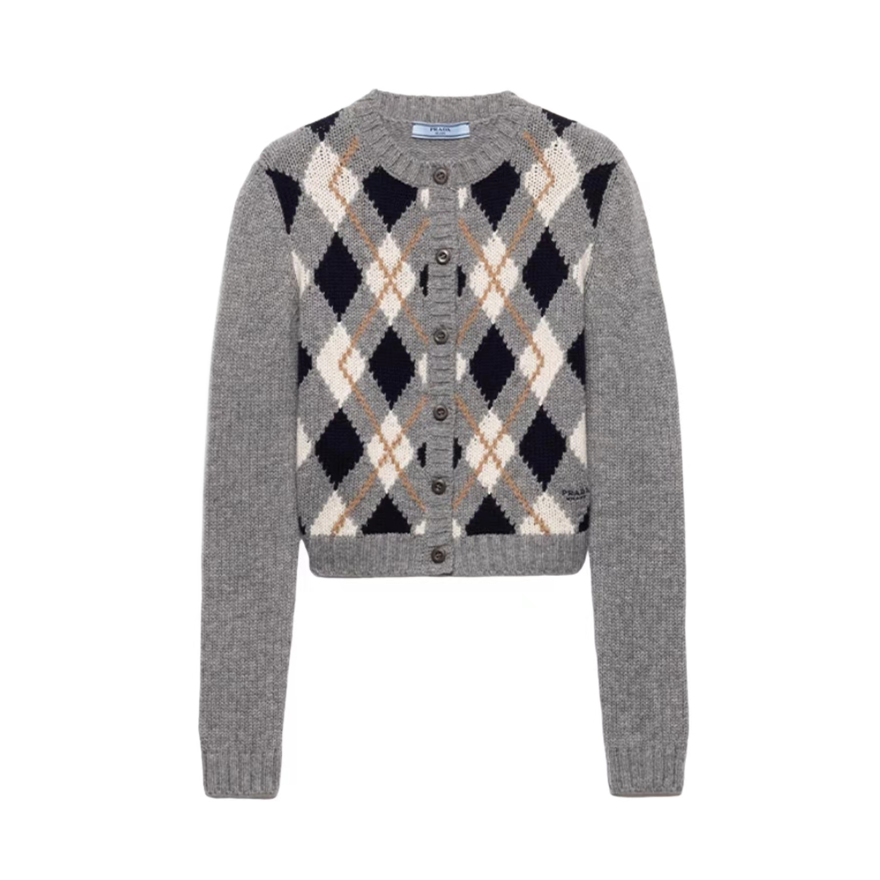 NIGO Prada Women's Spring/fall Fashion Casual Crew Neck Single-button Diamond Pattern Long-sleeve Cardigan #nigo78467