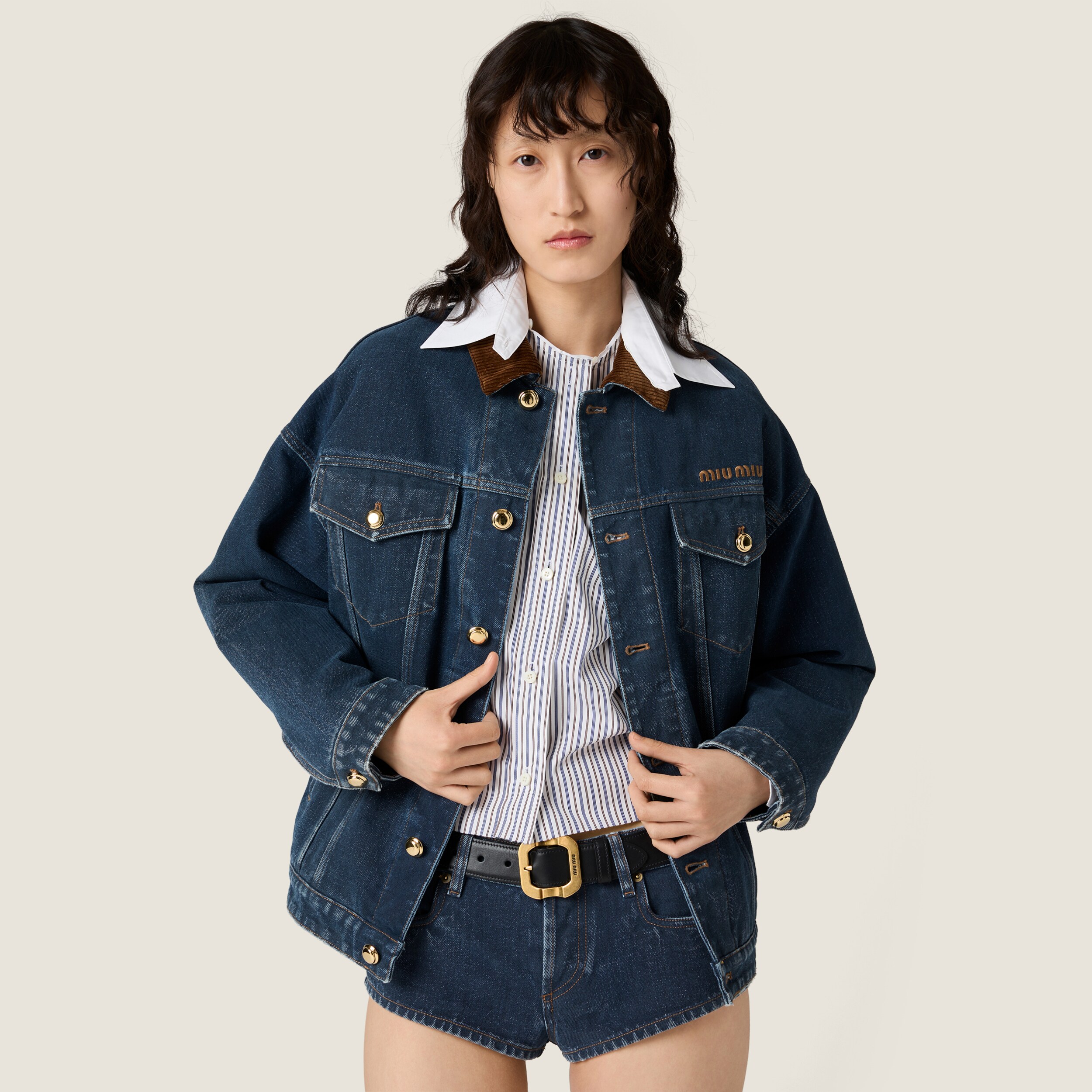 NIGO MiuMiu Men's and Women's Spring/Fall Casual Classic Embroidered Letter Cotton Denim Jacket Flocked Denim Velvet Texture Outerwear Jacket #nigo78447