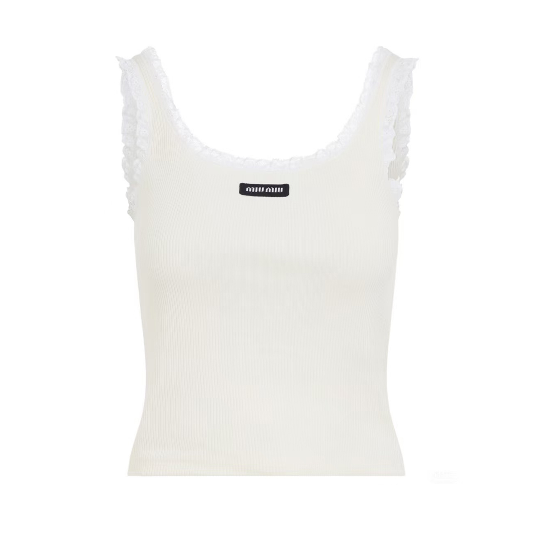 NIGO MiuMiu Lace White Knitted Vest Women's Spring And Summer Fashion Elegant Slim Patch Logo Undershirt T-shirt Tops  #nigo81438