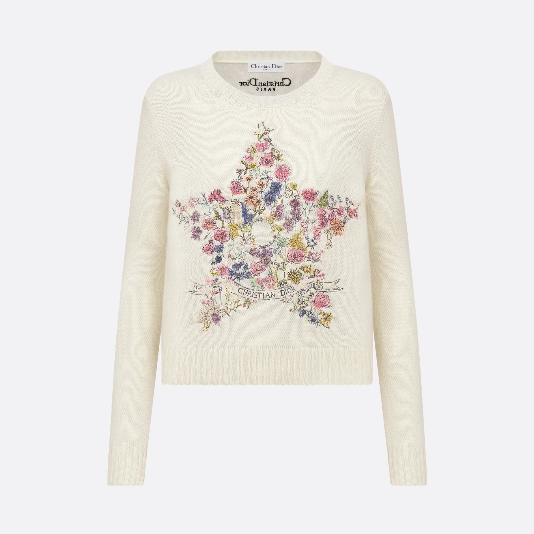NIGO Dior Women's High-Street Floral Embroidered Spring/Fall/Winter Solid-Color Crewneck Cashmere Long-Sleeve Knit Sweater #nigo81527