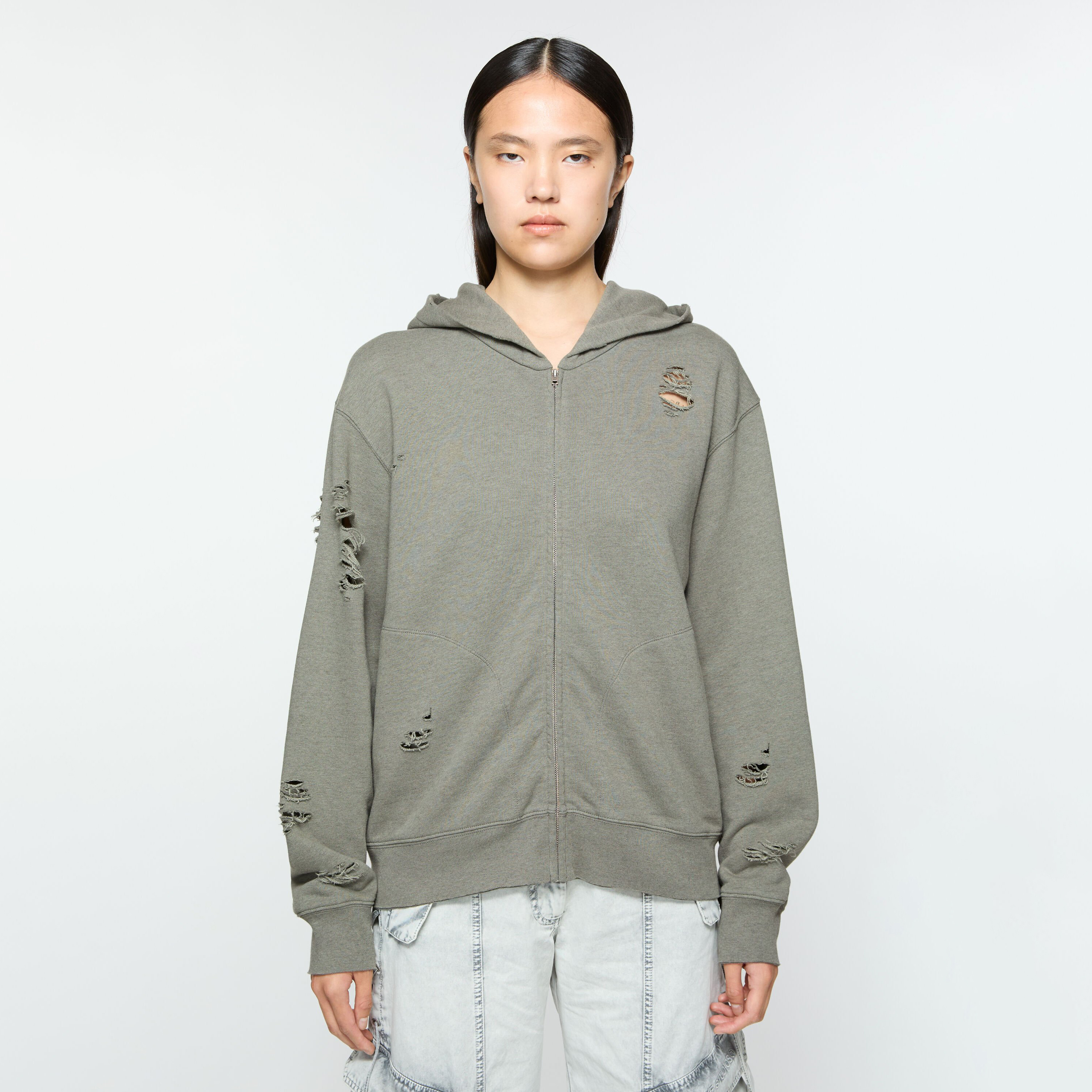 NIGO Acne Studios Men's Women's Unisex Spring/fall Fashion Casual Solid Color Oversized Hooded Zipper Front Distressed Vintage Logo Cotton Jacket #nigo78451