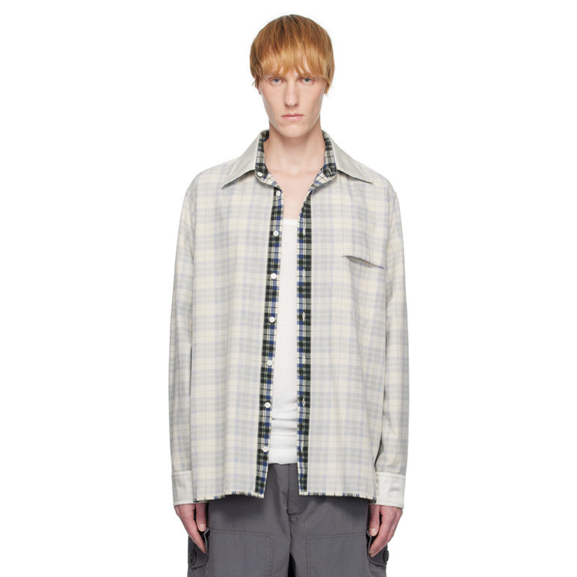 NIGO Maison Margiela Men's Spring/Fall Color-Block Checkered Collared Single-Breasted Long-Sleeve Twill Cotton Loose-Fit Shirt Ngvp #nigo2315