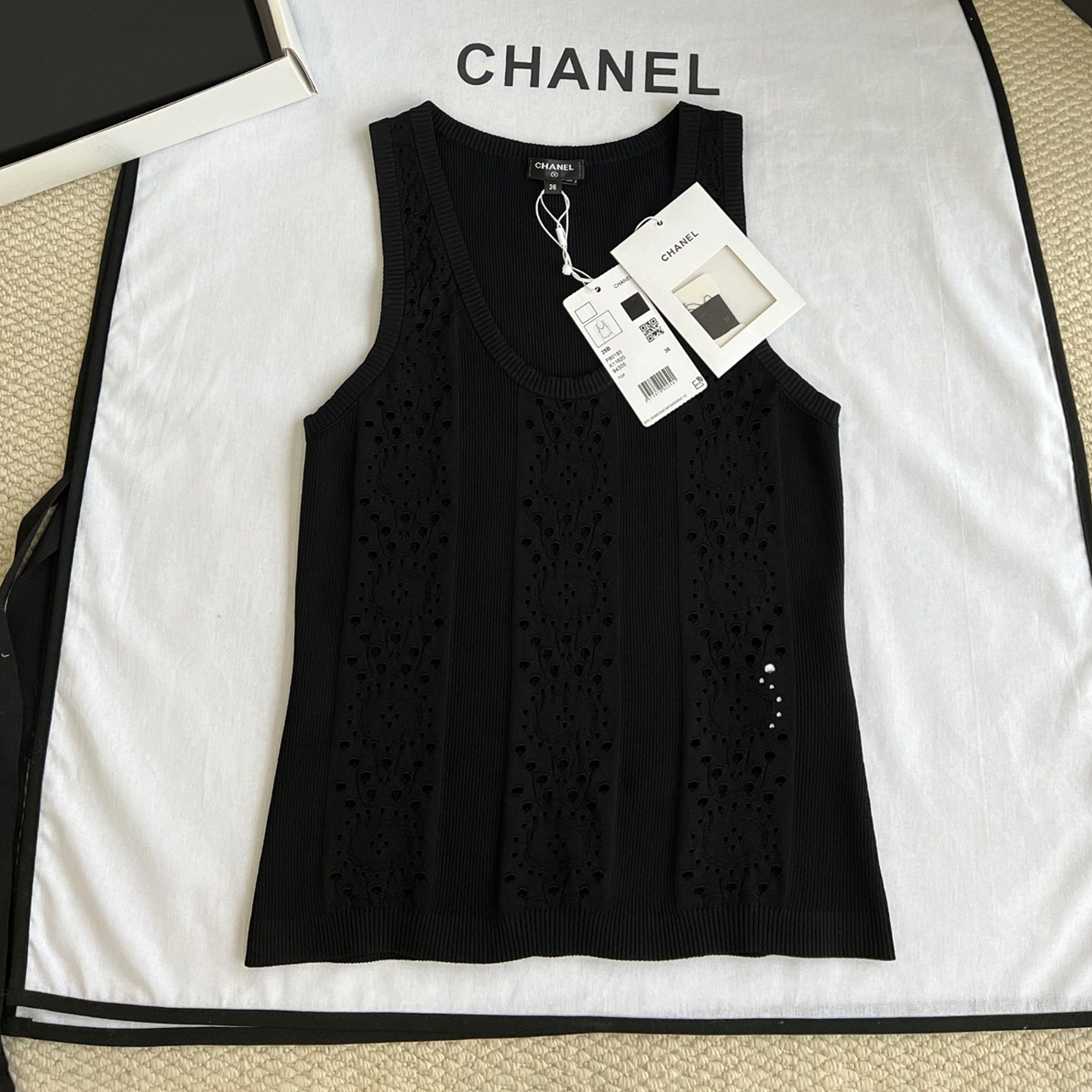 NIGO Chanel Women's Summer U-Neck Floral Lace-Up Solid Color Stretch Knit Sleeveless Tank Top Vest #nigo81523