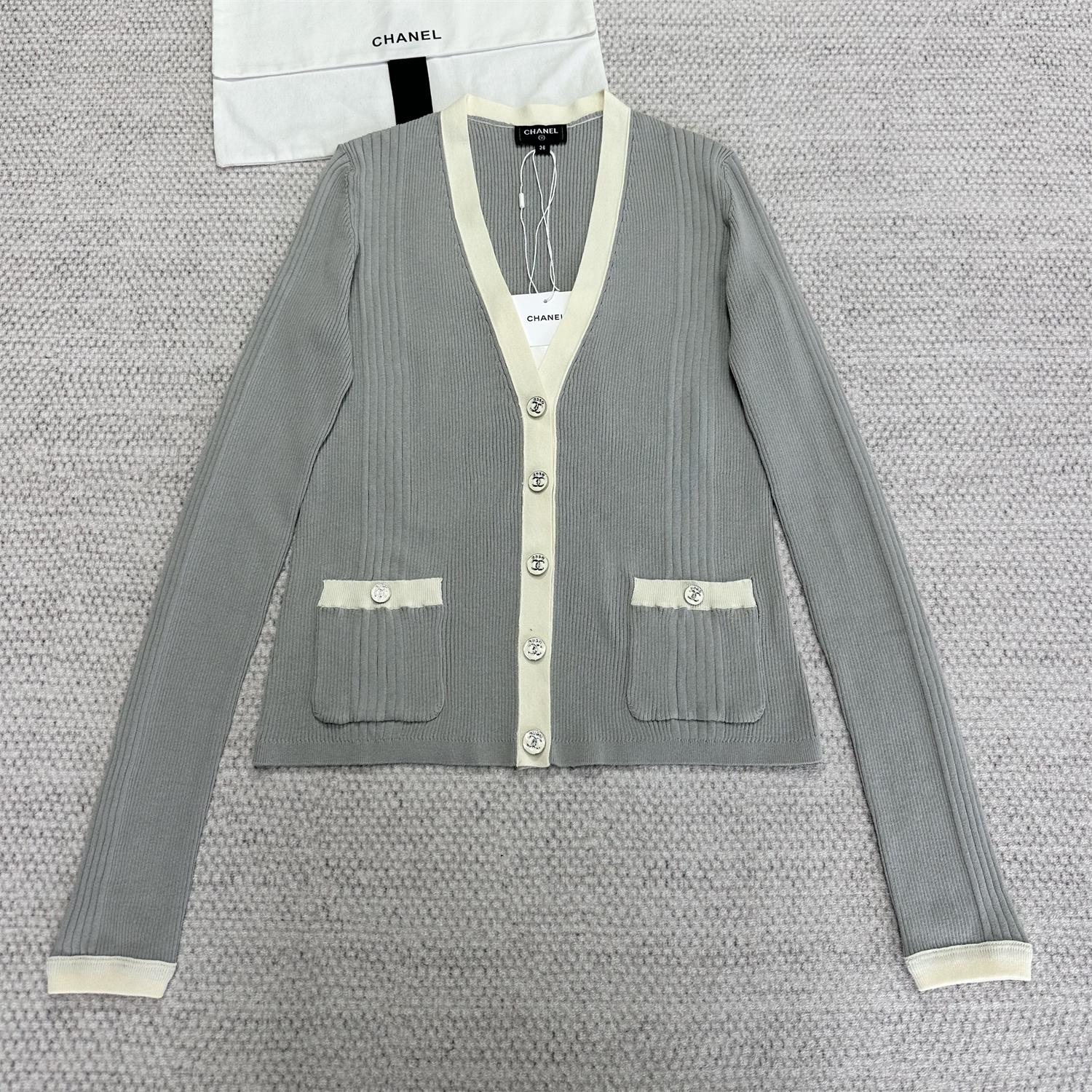 NIGO Chanel Women's Summer Solid Color Cotton V-Neck Single-Button Long Sleeve Knitted Cardigan Ngvp #nigo77365