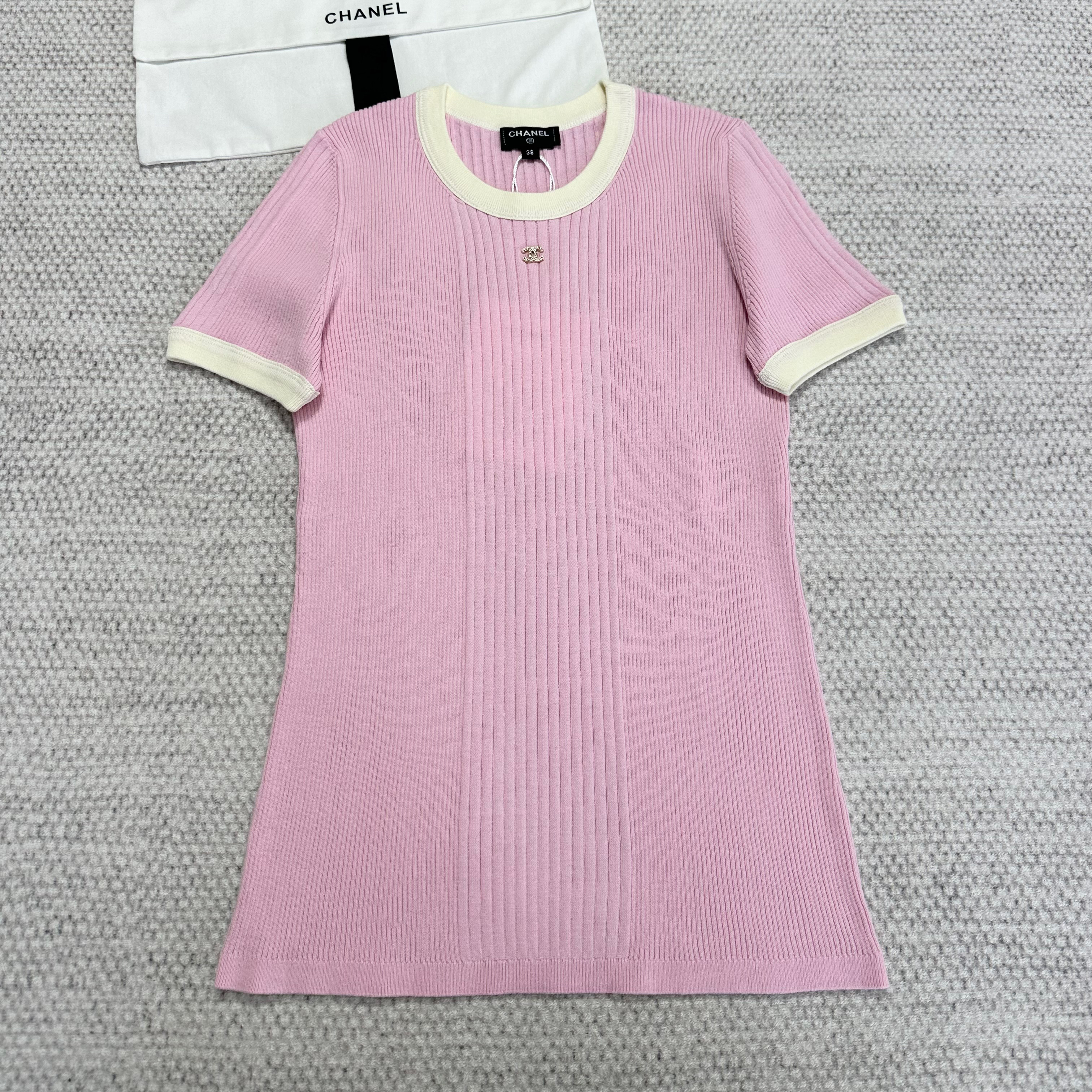 NIGO Chanel Women's Summer Fashion Casual Solid Color Crew Neck Knit Short Sleeve T-Shirt #nigo78479