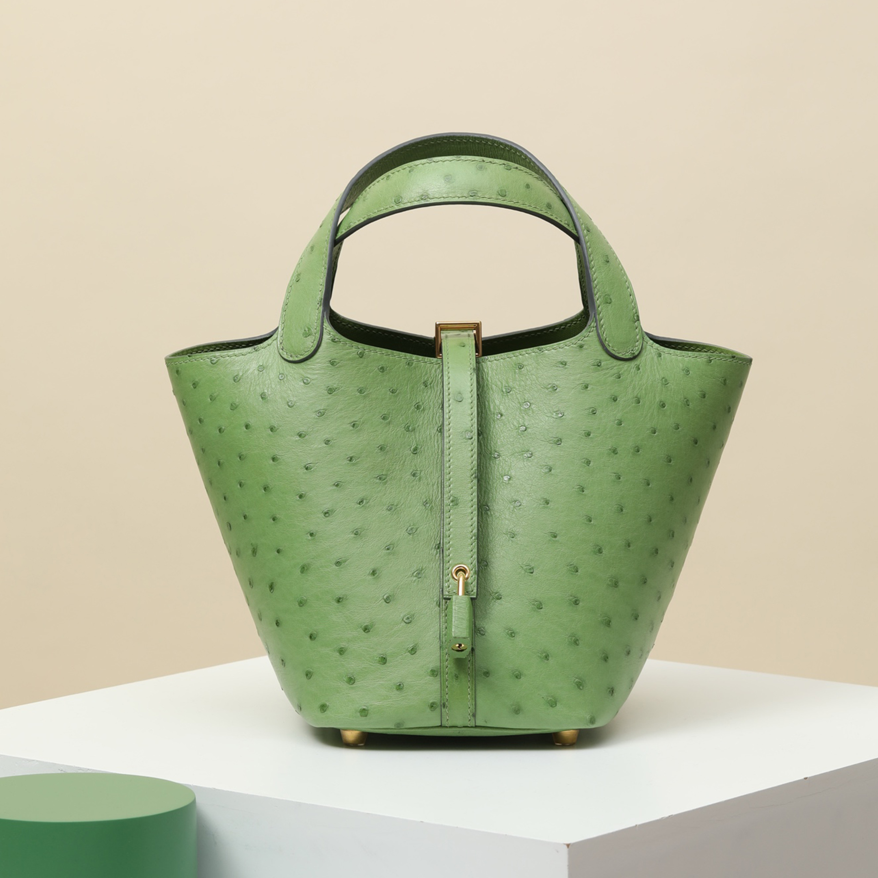 NIGO Hermes Picotin Lock CL18 Silver Buckle Ostrich Leather 80 Pearl Gray Cabbage Basket Bucket Bag Tote Women's Elegant Banquet Bags Ngvp #nigo2431