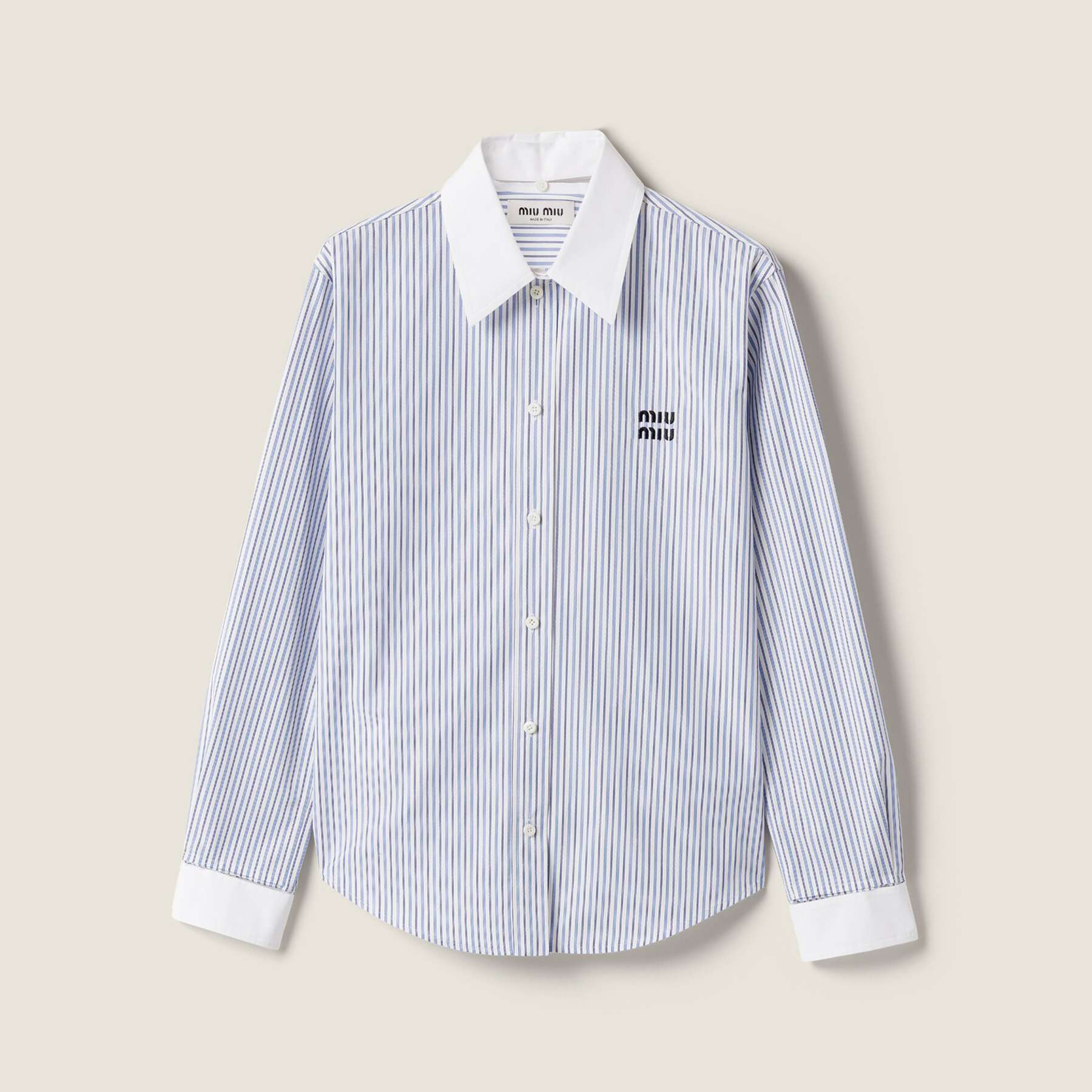 NIGO MiuMiu Women's Spring/Fall Fashion Casual Collared Single-Breasted Cotton Striped Shirt #nigo78474