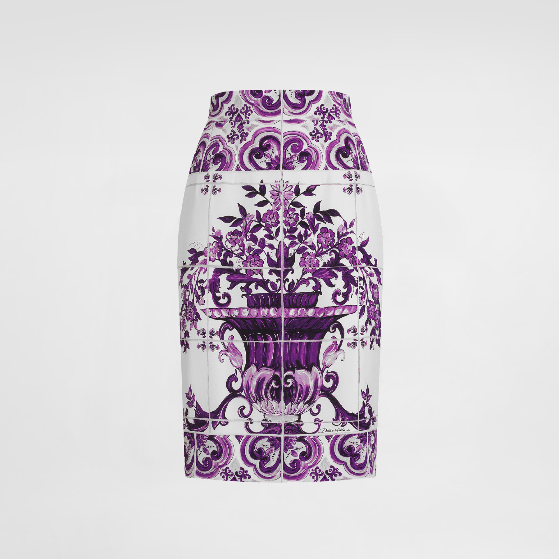 NIGO Dolce&Gabbana Majolica Printed Tight Half Skirt Women's Spring Summer Purple Silk Midi Half Skirt Ngvp #nigo2426