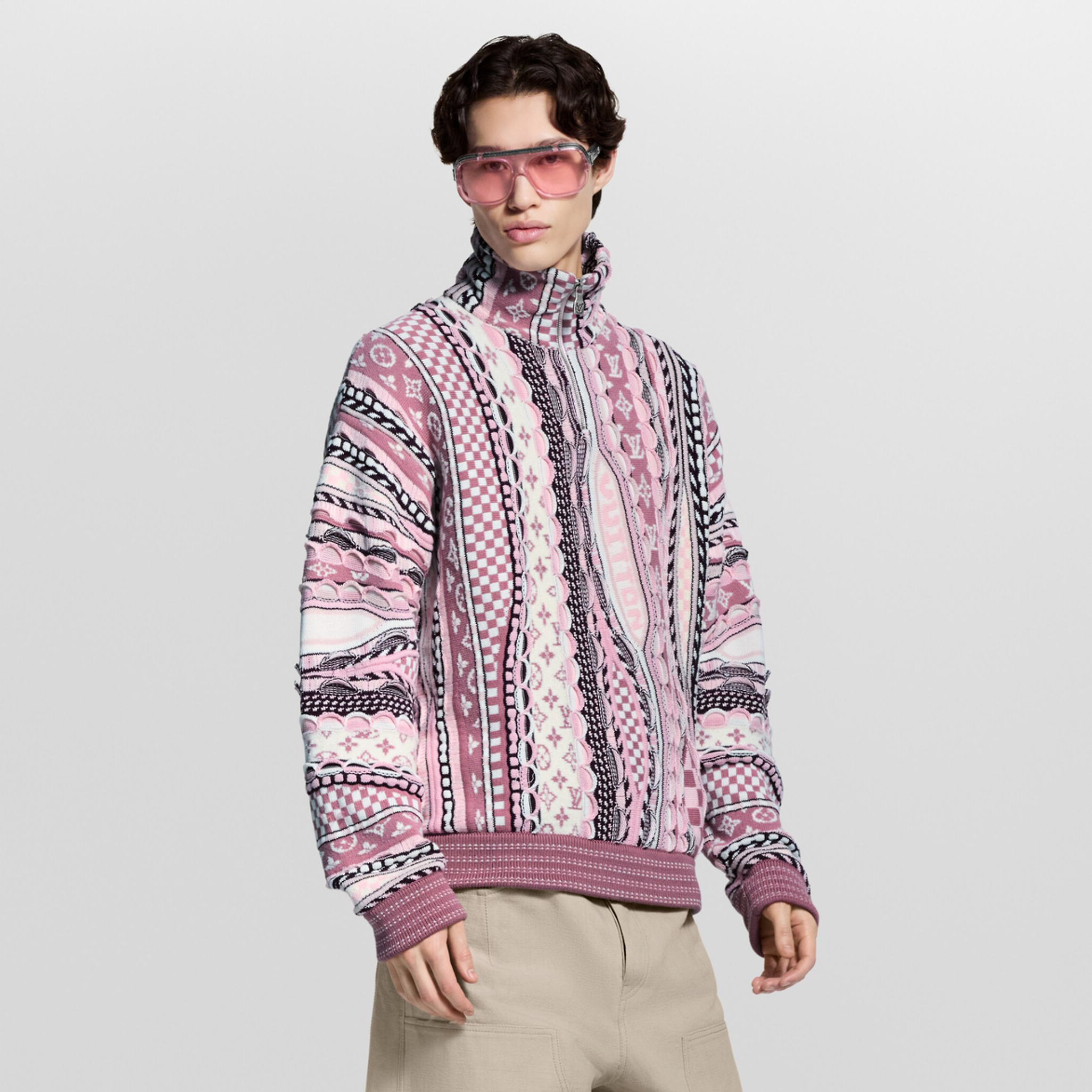 NIGO Louis Vuitton Men's Spring/fall Fashion Casual Jacquard Pattern Half zip High neck Pullover Sweatshirt #nigo78482