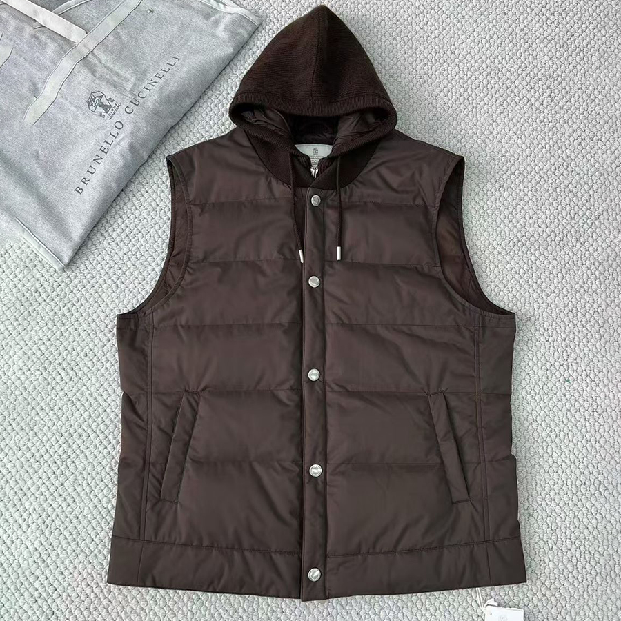 NIGO Brunello Cucinelli Men's Fall/Winter High-Street Color-Blocked Single-Breasted Solid Sleeveless Hooded Down Vest Ngvp #nigo2321
