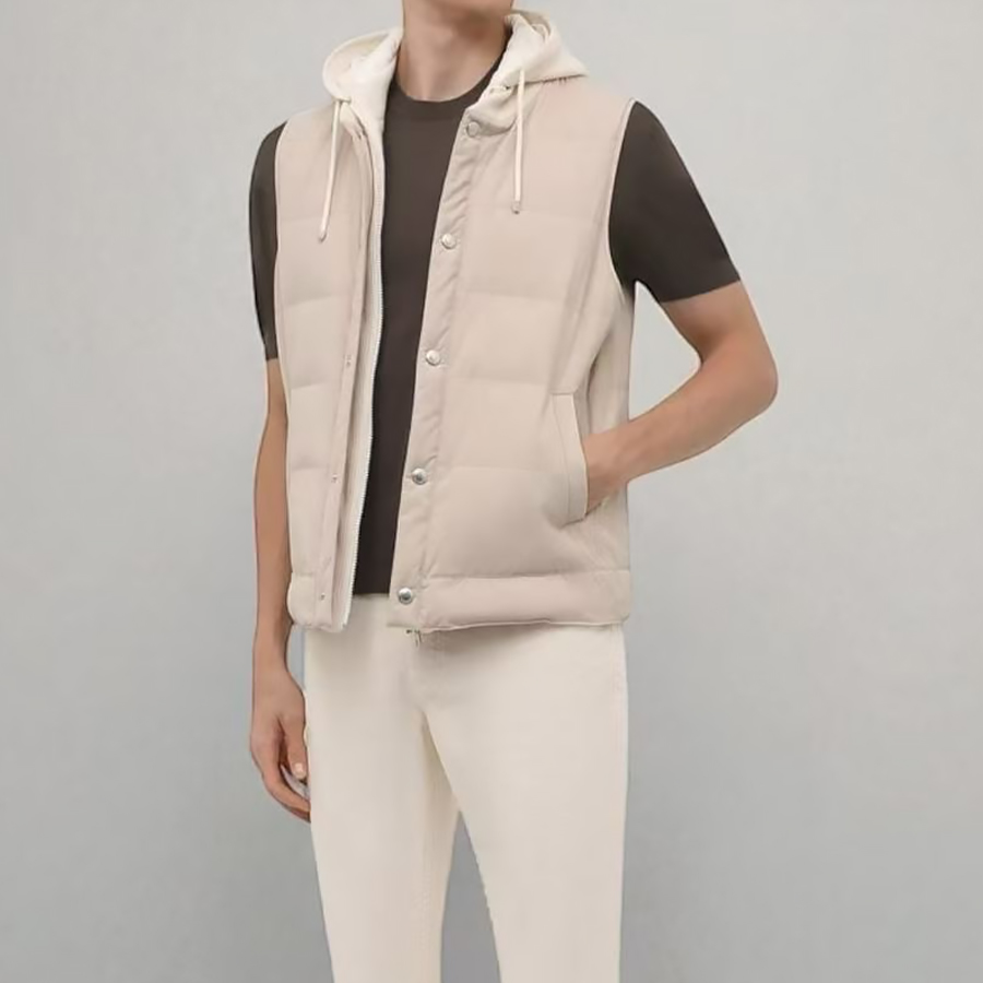 NIGO Brunello Cucinelli Men's Fall/Winter High-Street Color-Blocked Single-Breasted Solid Sleeveless Hooded Down Vest Ngvp #nigo2321