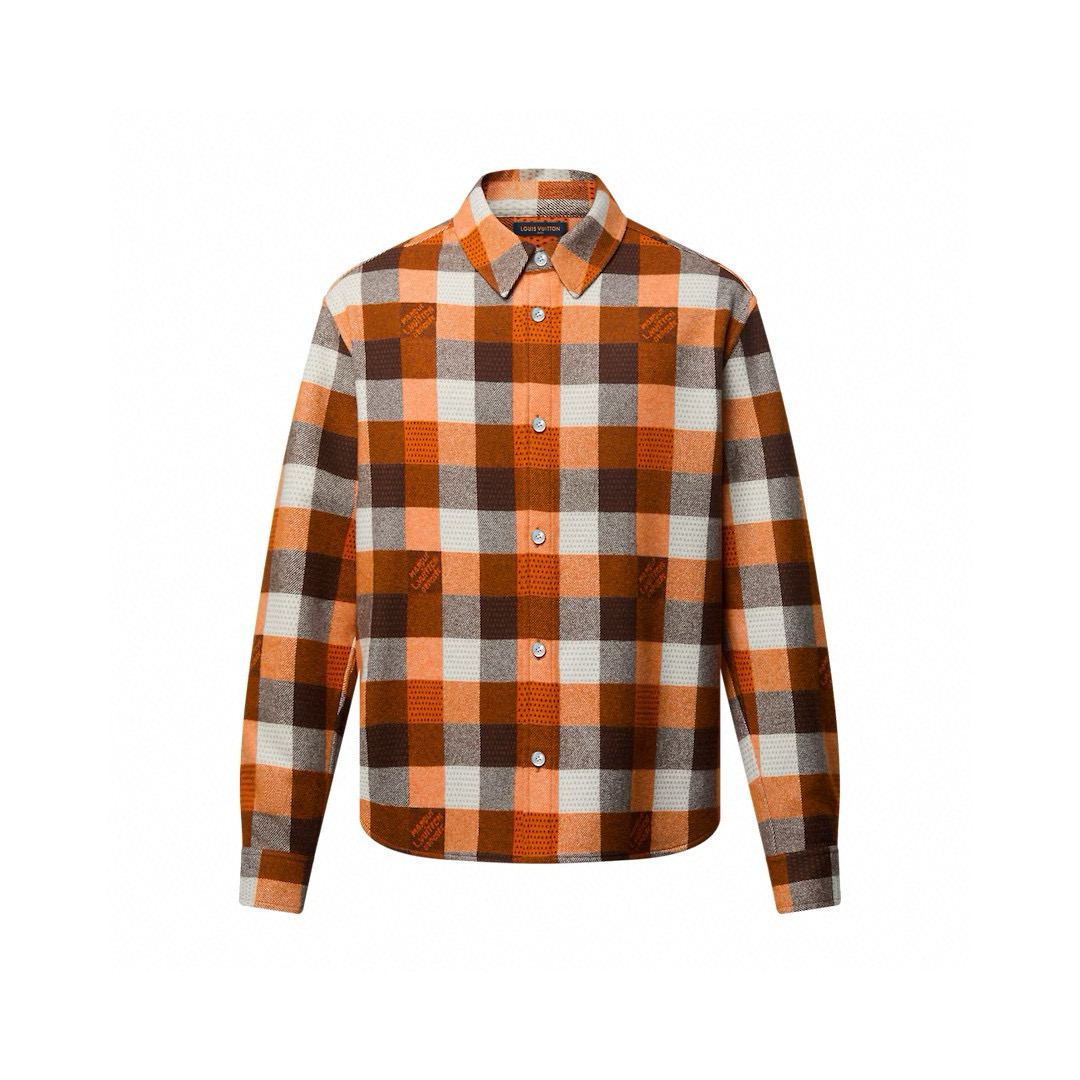 NIGO Louis Vuitton Men's Spring/fall Fashion Classic Plaid Pattern Collared Single Breasted Long Sleeve Shirt #nigo78475