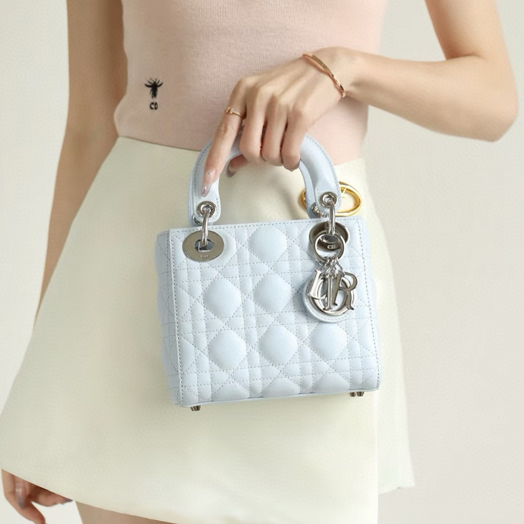 NIGO Dior Lady Women's Fashion Classic Logo Embroidered Leather Silver Buckle Lady D Bag Shoulder Bag Tote Chain Bag Bags M0505PNGE-M26Z #nigo78476