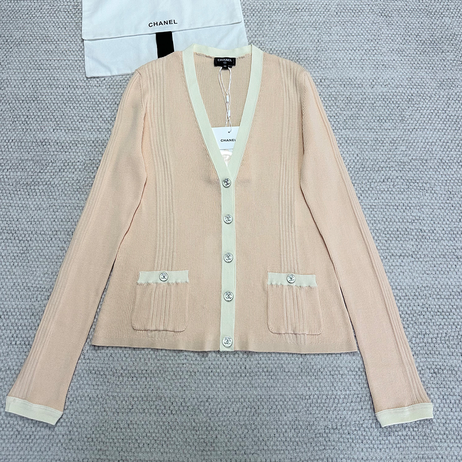 NIGO Chanel Women's Summer Solid Color Cotton V-Neck Single-Button Long Sleeve Knitted Cardigan Ngvp #nigo77365