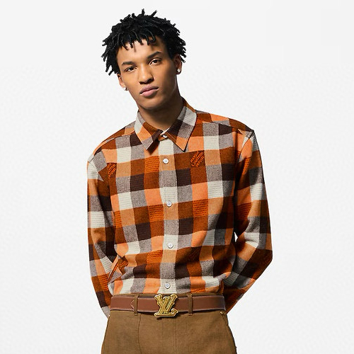 NIGO Louis Vuitton Men's Spring/fall Fashion Classic Plaid Pattern Collared Single Breasted Long Sleeve Shirt #nigo78475