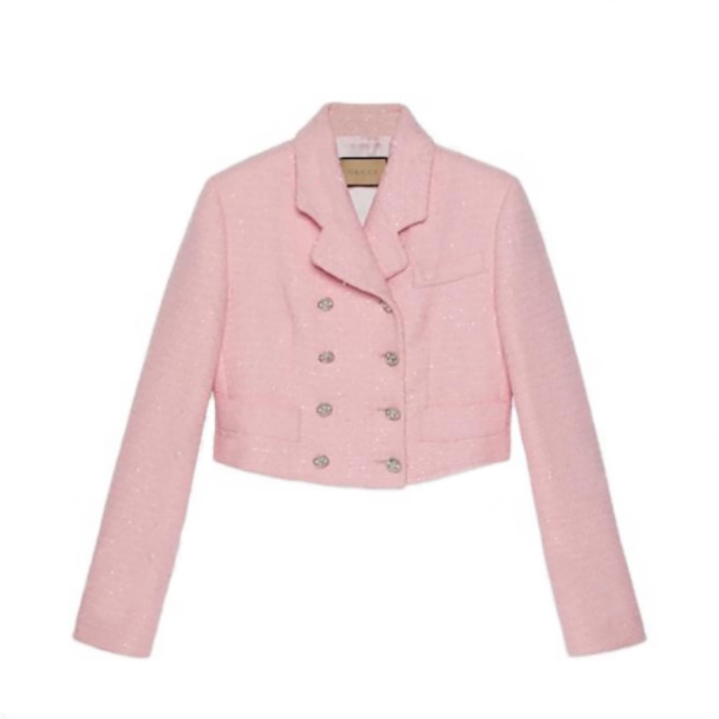 NIGO Gucci Women's Sequined Embroidered Spring/Fall Solid-Color Cotton-Blend Short Double-Breasted Jacket Ngvp #nigo2323