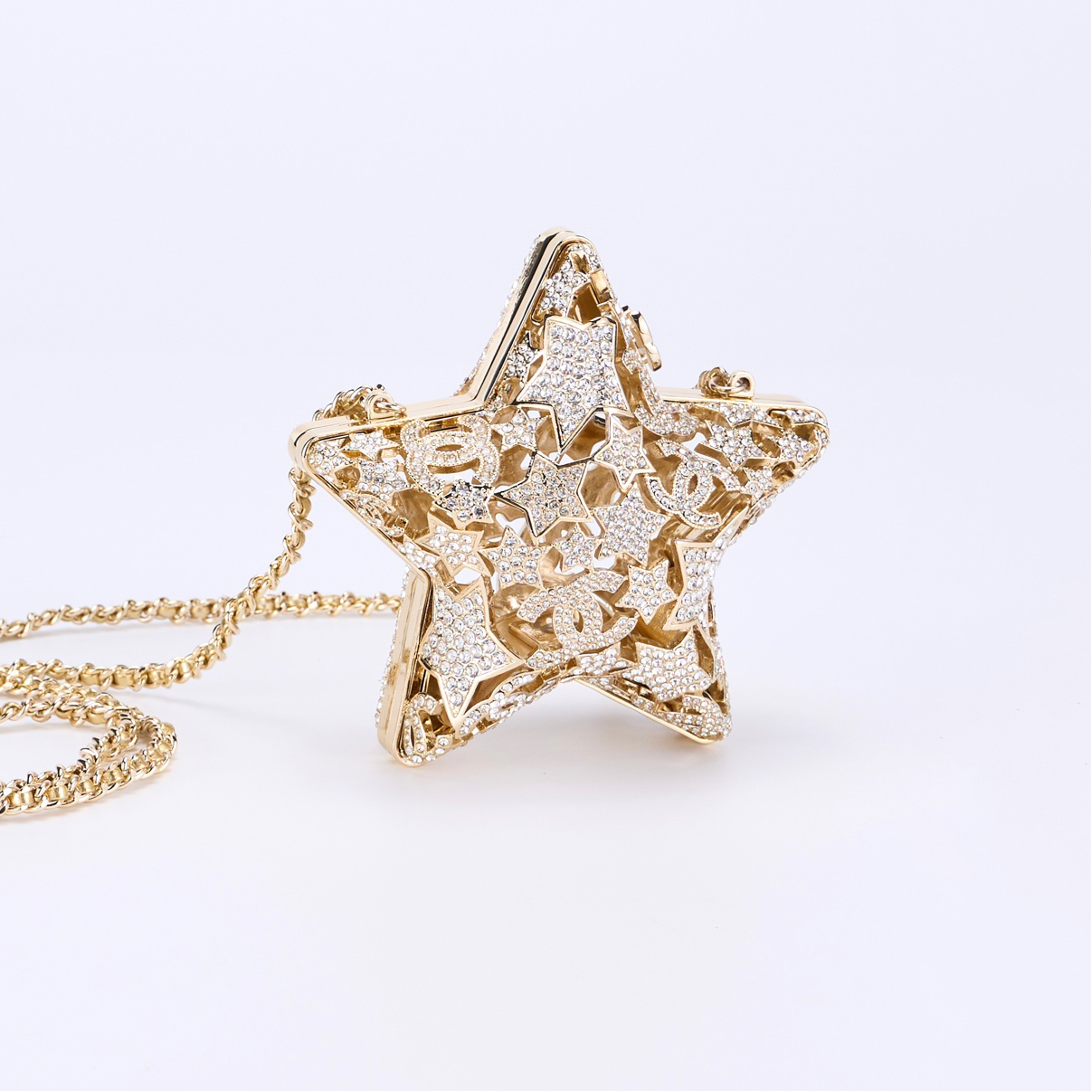 NIGO Chanel Women's Fashion Casual Classic Star-shaped Rigid Evening Clutch With Openwork Star-shaped Crystal Embellishments Bag Bags #nigo78514