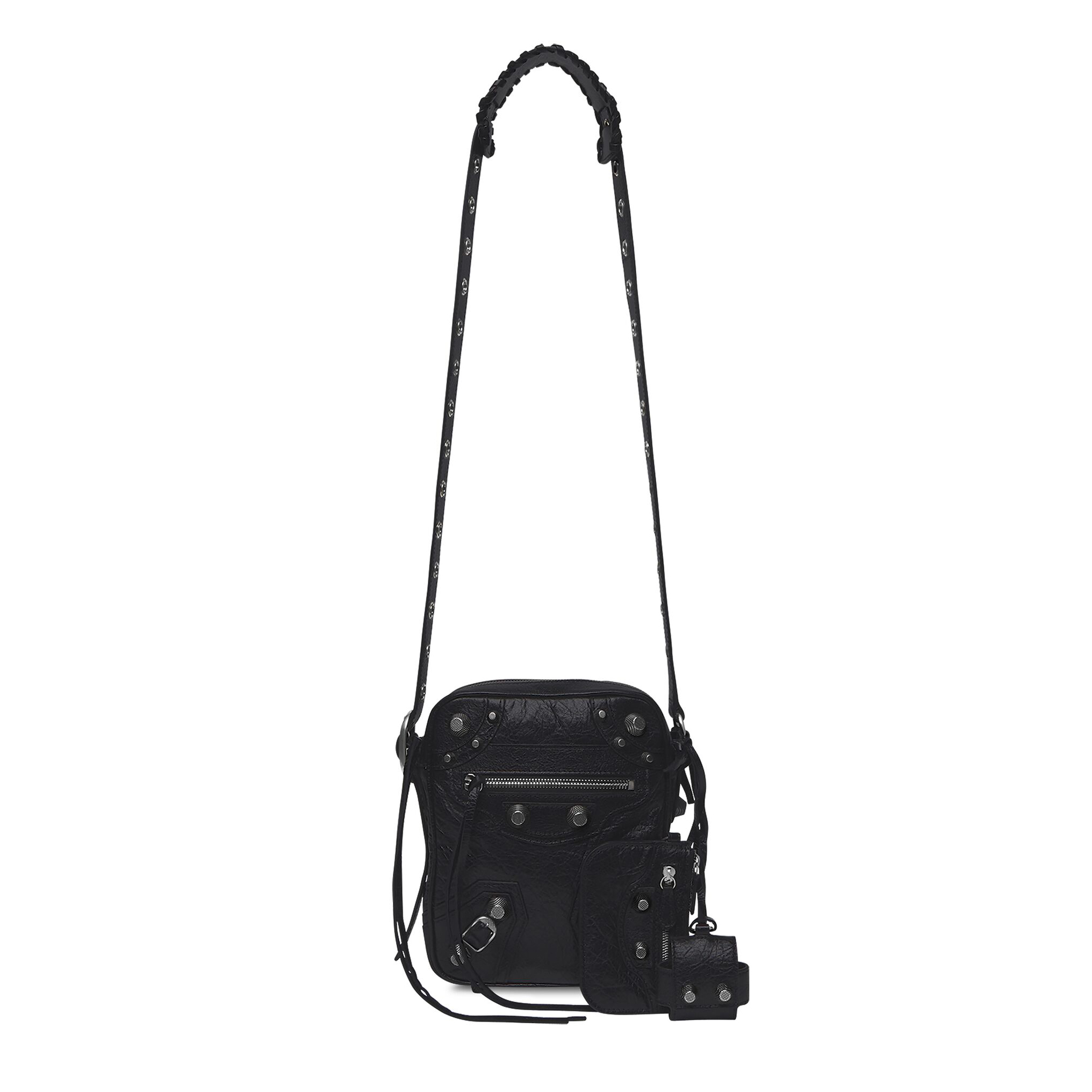 NIGO Balenciaga LE CAGOLE Men's and Women's Unisex Fashion Casual Solid-Color Leather Adjustable Strap Vertical Motorcycle Bag Shoulder Bag Crossbody Bag  Bags #nigo78491