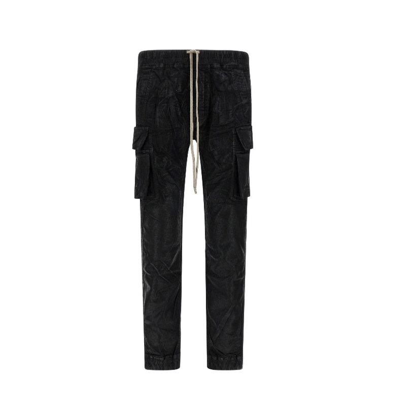 NIGO Rick Owens Drkshdw Men's Vintage Brushed Wax Solid Color Large Pocket Drawstring Elastic Waist Casual Pants Ngvp #nigo2324