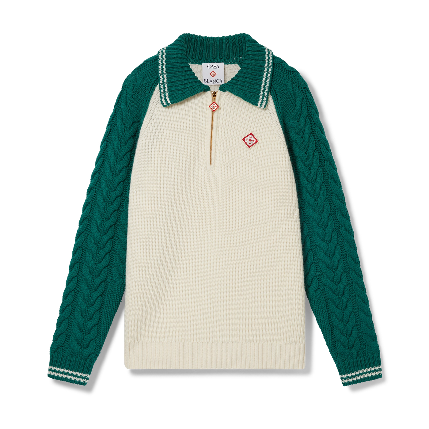 NIGO Casablanca Men's And Women's Spring/fall Fashion Casual Collared Half-zip Logo Wool Knit Sweater #nigo78495