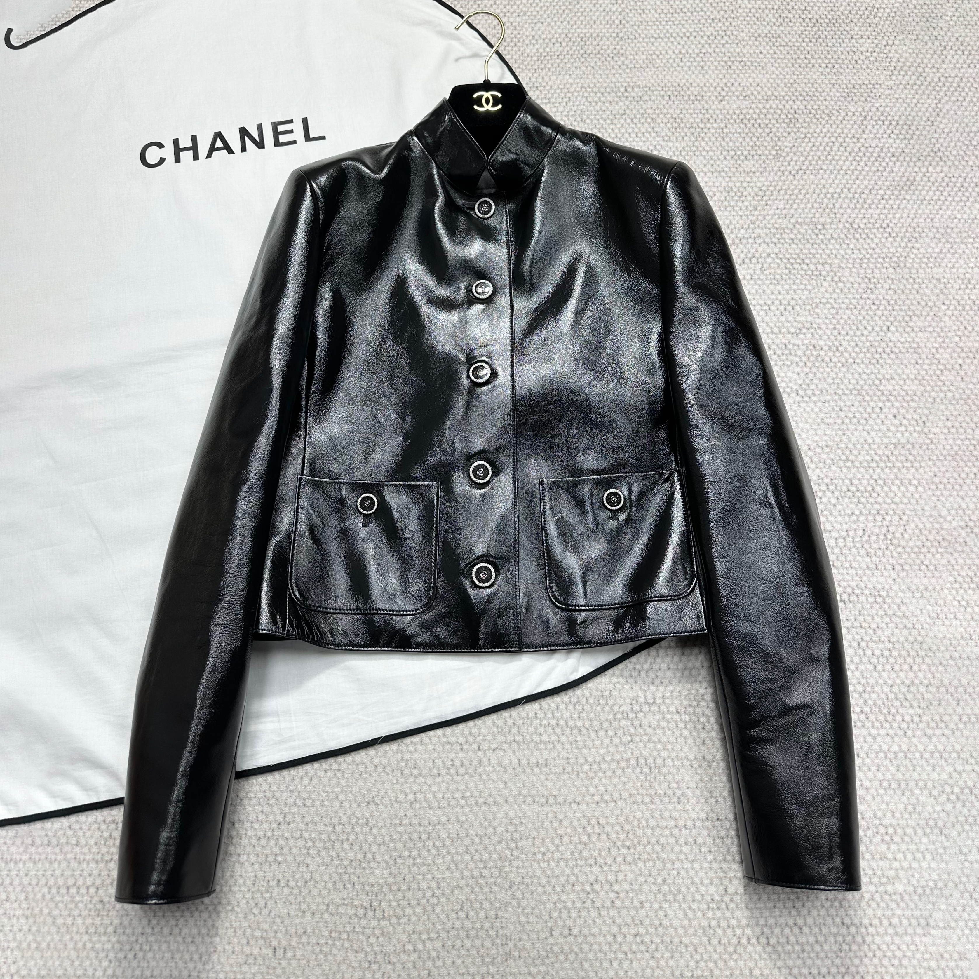 NIGO Chanel Women's Spring/Fall Fashion Classic Lapel Long Sleeve Leather Single Breasted Jacket #nigo78487