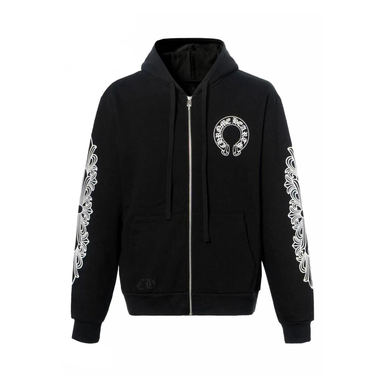 NIGO Chrome Hearts Men's and Women's Fall/Winter Fashion Casual Solid-Color Minimalist Sanskrit Letter Small Logo Print Hooded Zipper Sweatshirt Jacket #nigo78517