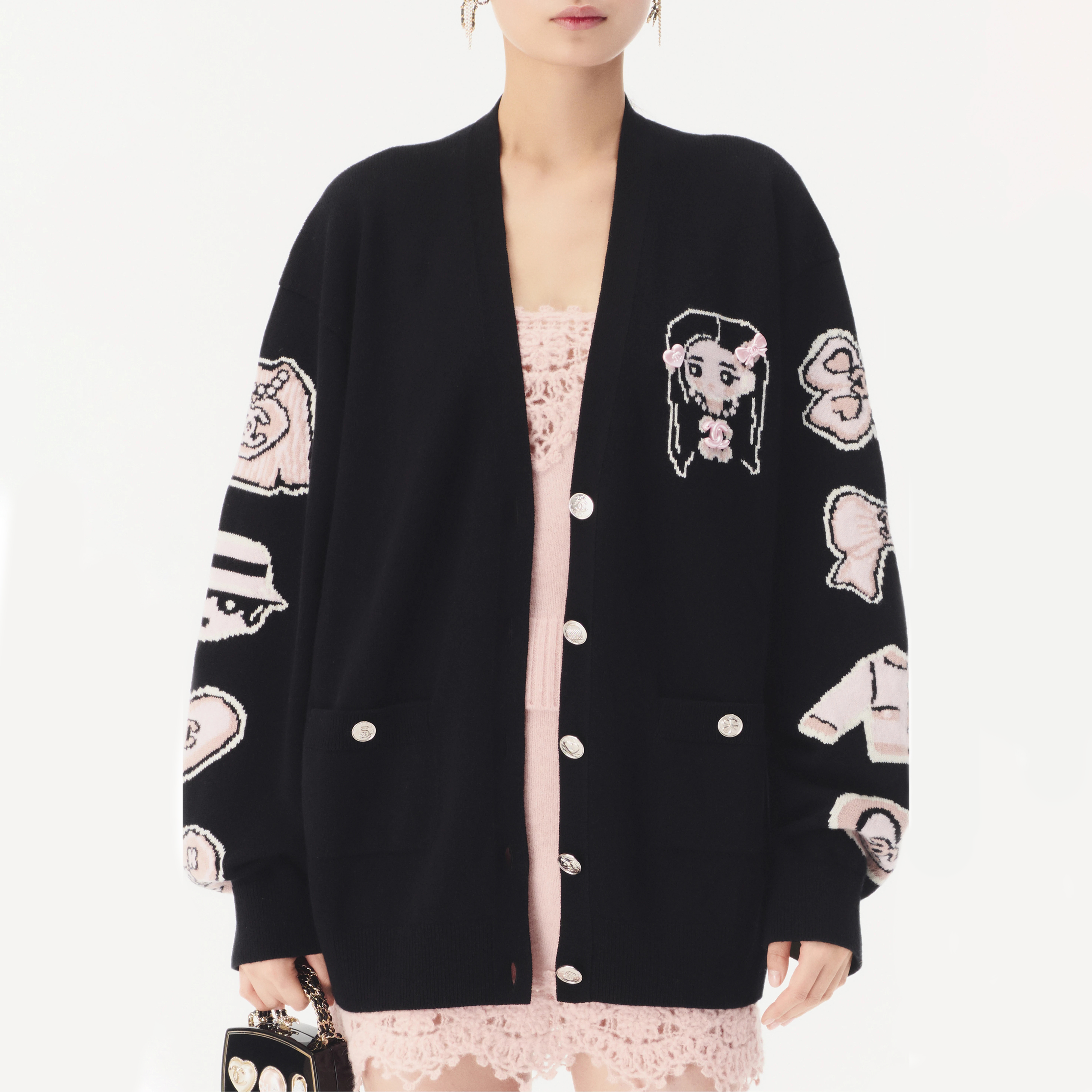 NIGO Chanel Women's Spring/Fall Fashion Casual V-Neck Single-Button Cashmere Cardigan Sweater #nigo78518