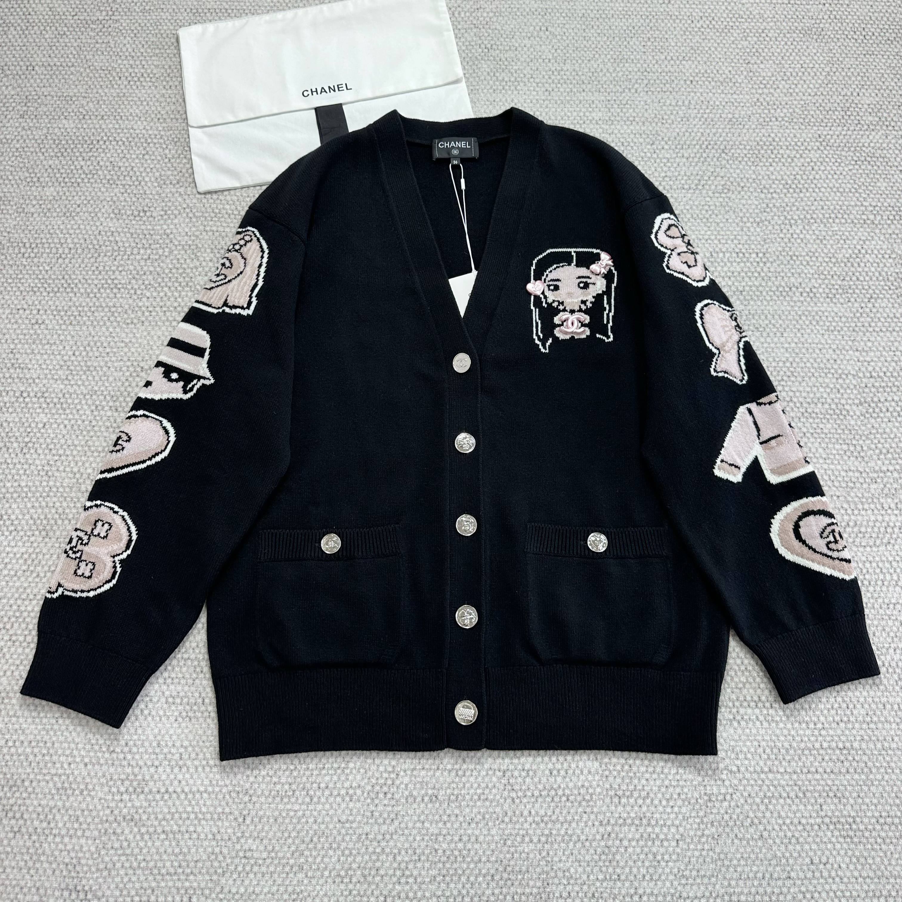 NIGO Chanel Women's Spring/Fall Fashion Casual V-Neck Single-Button Cashmere Cardigan Sweater #nigo78518