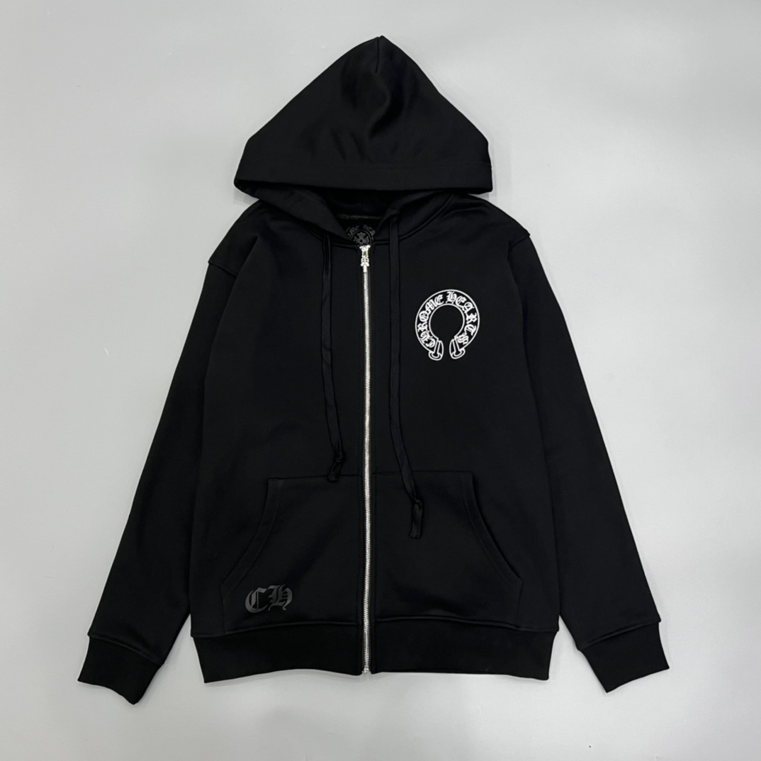 NIGO Chrome Hearts Men's and Women's Fall/Winter Fashion Casual Solid-Color Minimalist Sanskrit Letter Small Logo Print Hooded Zipper Sweatshirt Jacket #nigo78517