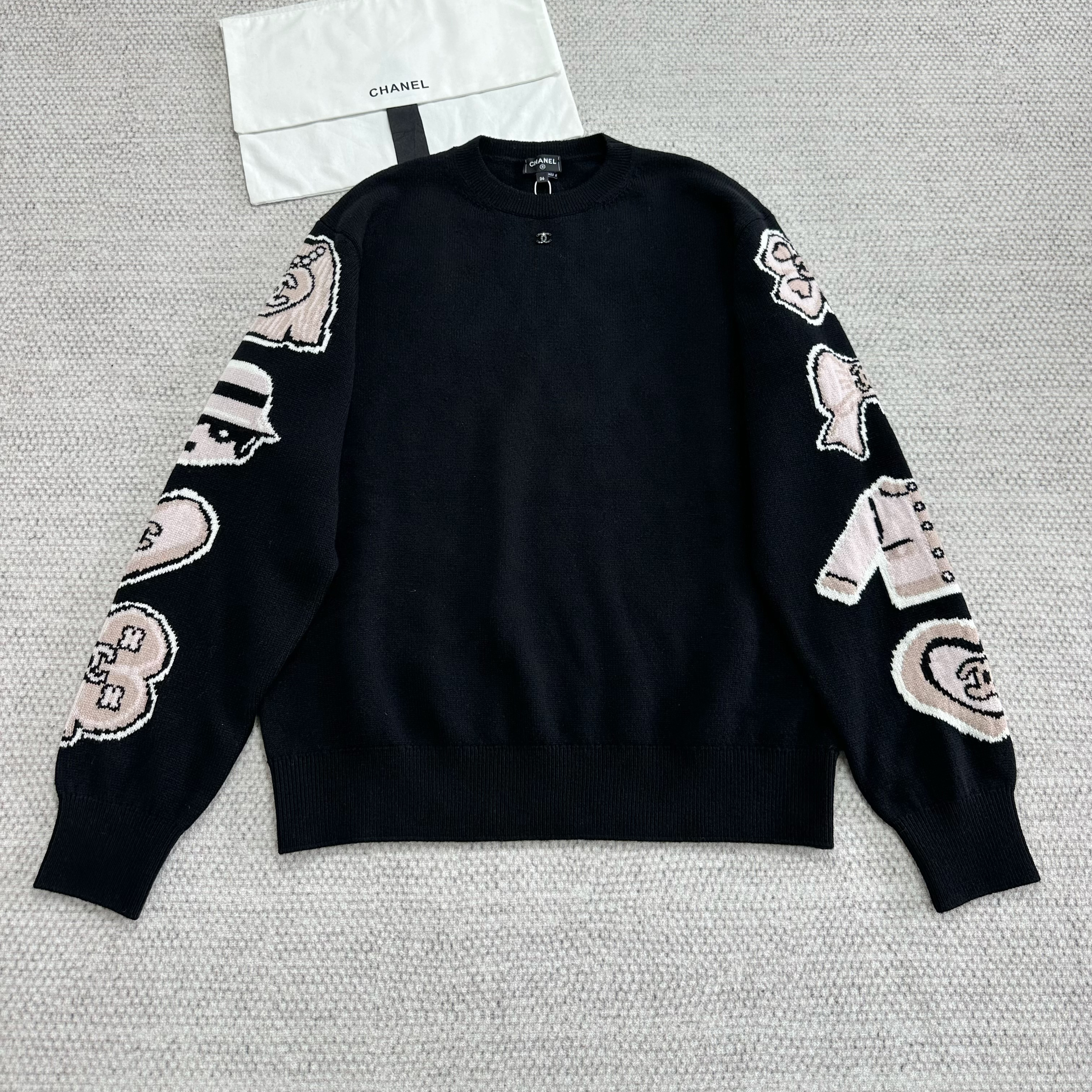 NIGO Chanel Women's Spring/Fall Fashion Casual Crew Neck Long Sleeve Cashmere Sweater #nigo78519