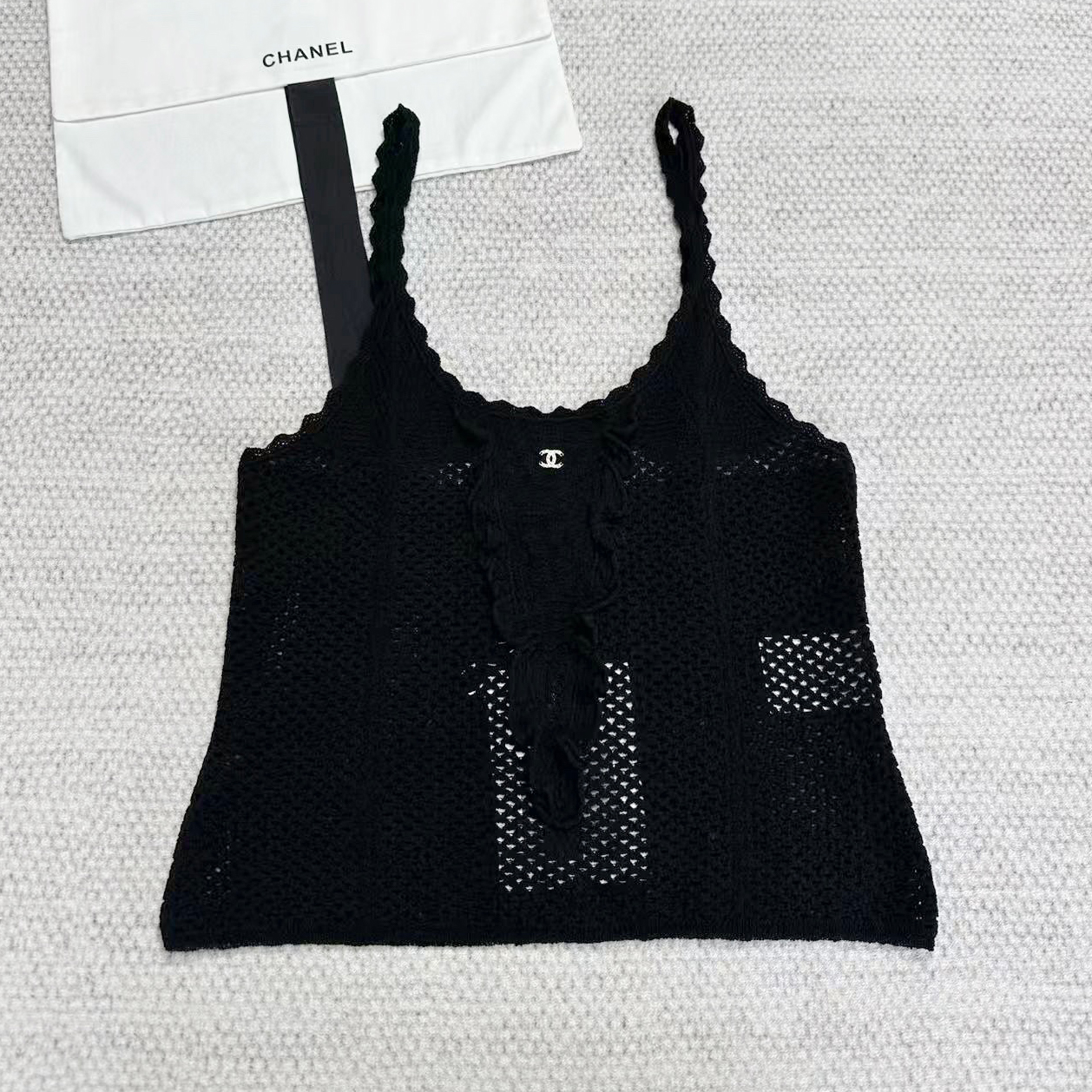 NIGO Chanel Women's Summer Fashion Casual Solid-Color Round Neck Breathable Lace Trim Tank Top Vest #nigo78515
