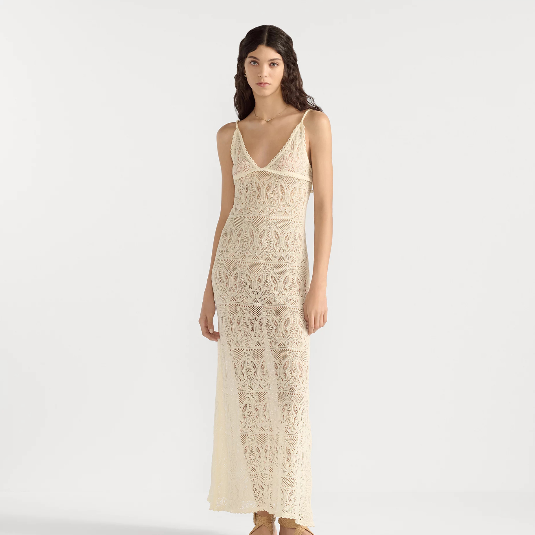 NIGO Dior ﻿ Women's Summer Dioriviera Hollow-Lined Two-Piece Cotton Solid-Color High-Street Long Sleeveless Halter Flared Dress Dresses Ngvp #nigo2331