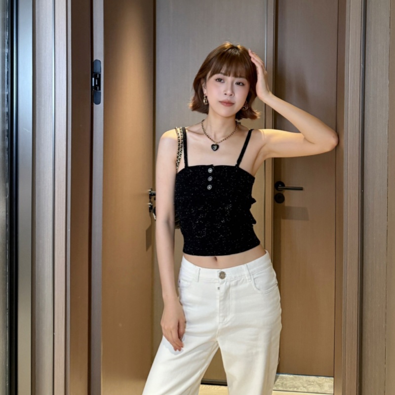 NIGO Chanel Women's Spring/Summer Lace-Up Knit Solid Color Cashmere Sleeveless Tank Top Vest Ngvp #nigo2335