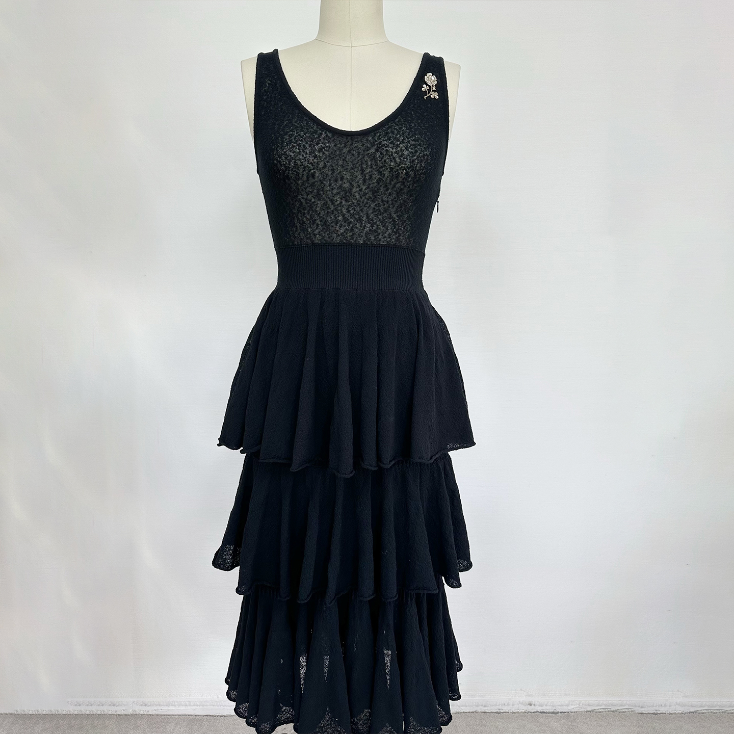 NIGO Chanel Women's Spring/Summer Cotton Crew Neck Sleeveless Tank Knit Tiered Dress Dresses Ngvp #nigo2332